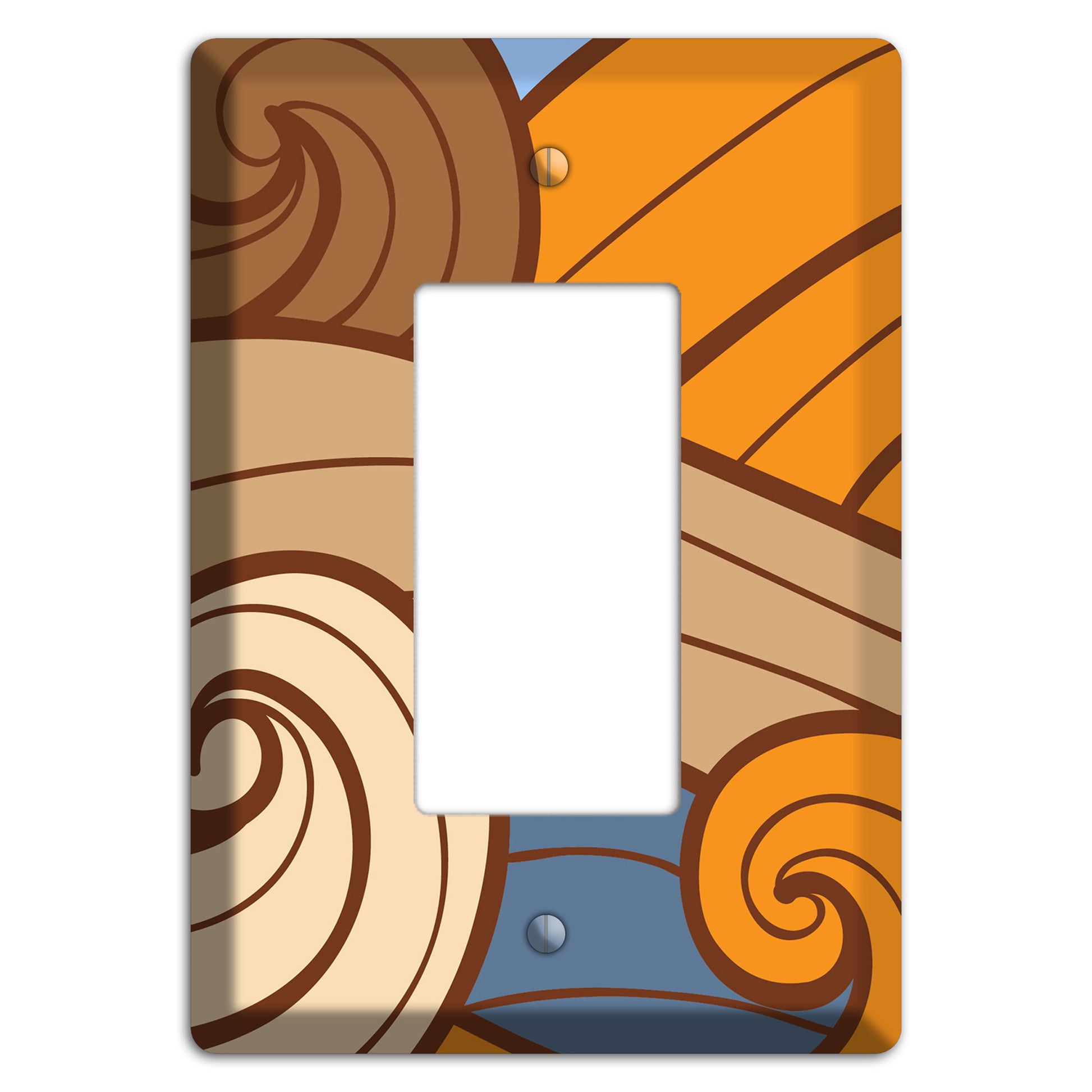 Abstract Curl Blue & Cream Rocker Wallplate