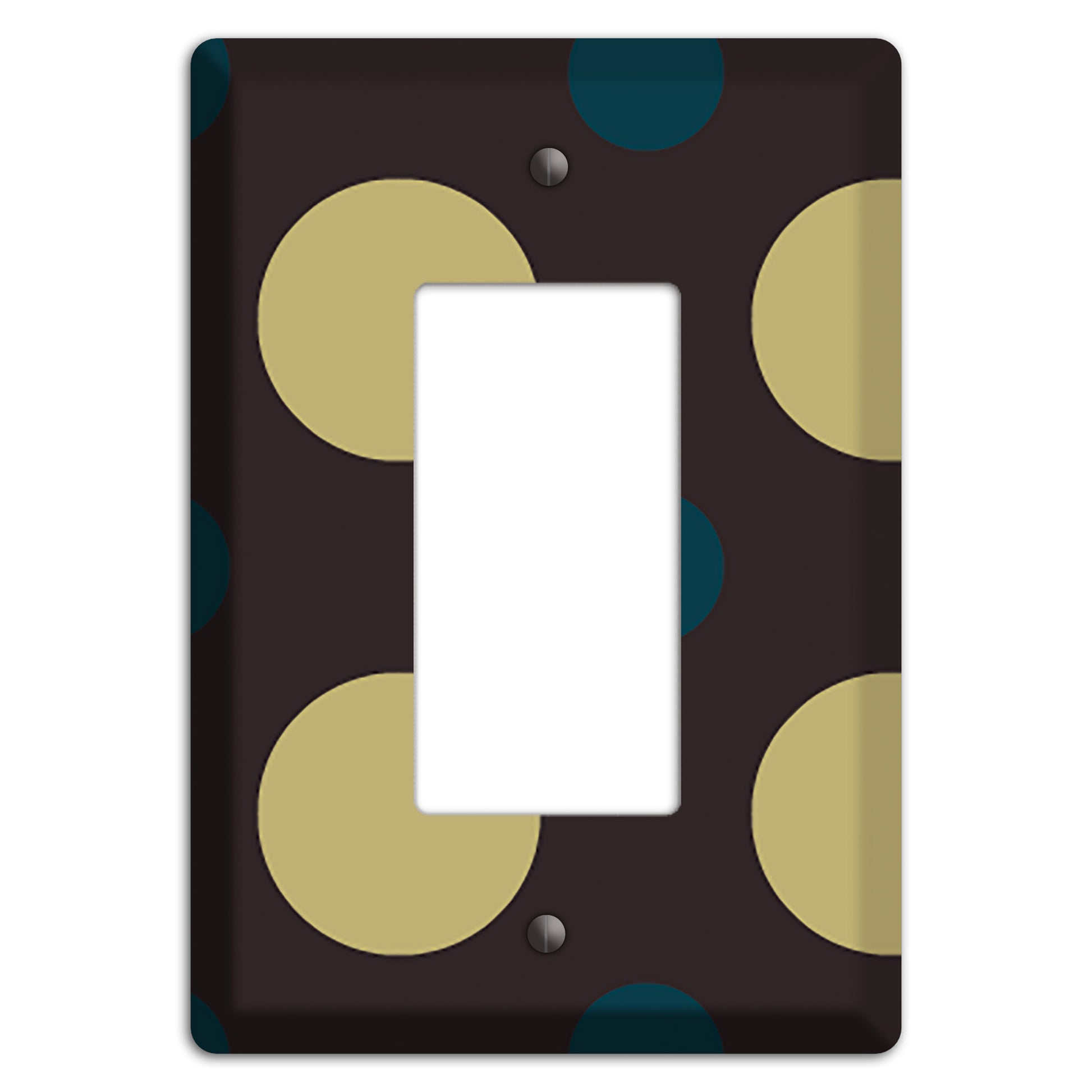 Brown with Olive and Dark Aqua Multi Polka Dots Rocker Wallplate