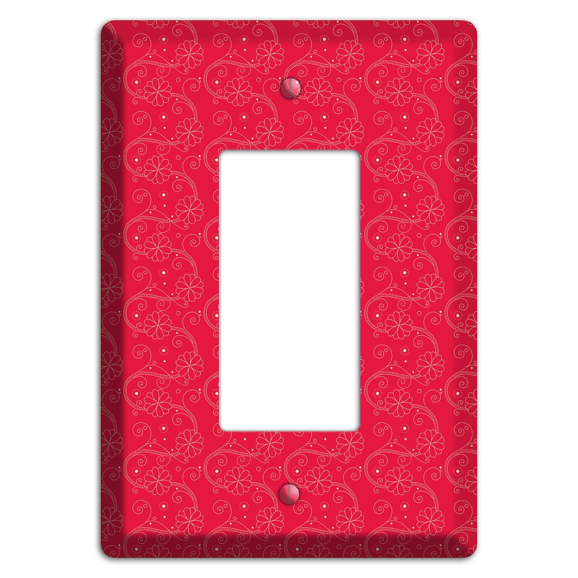 Tiny Red Floral Swirl Rocker Wallplate