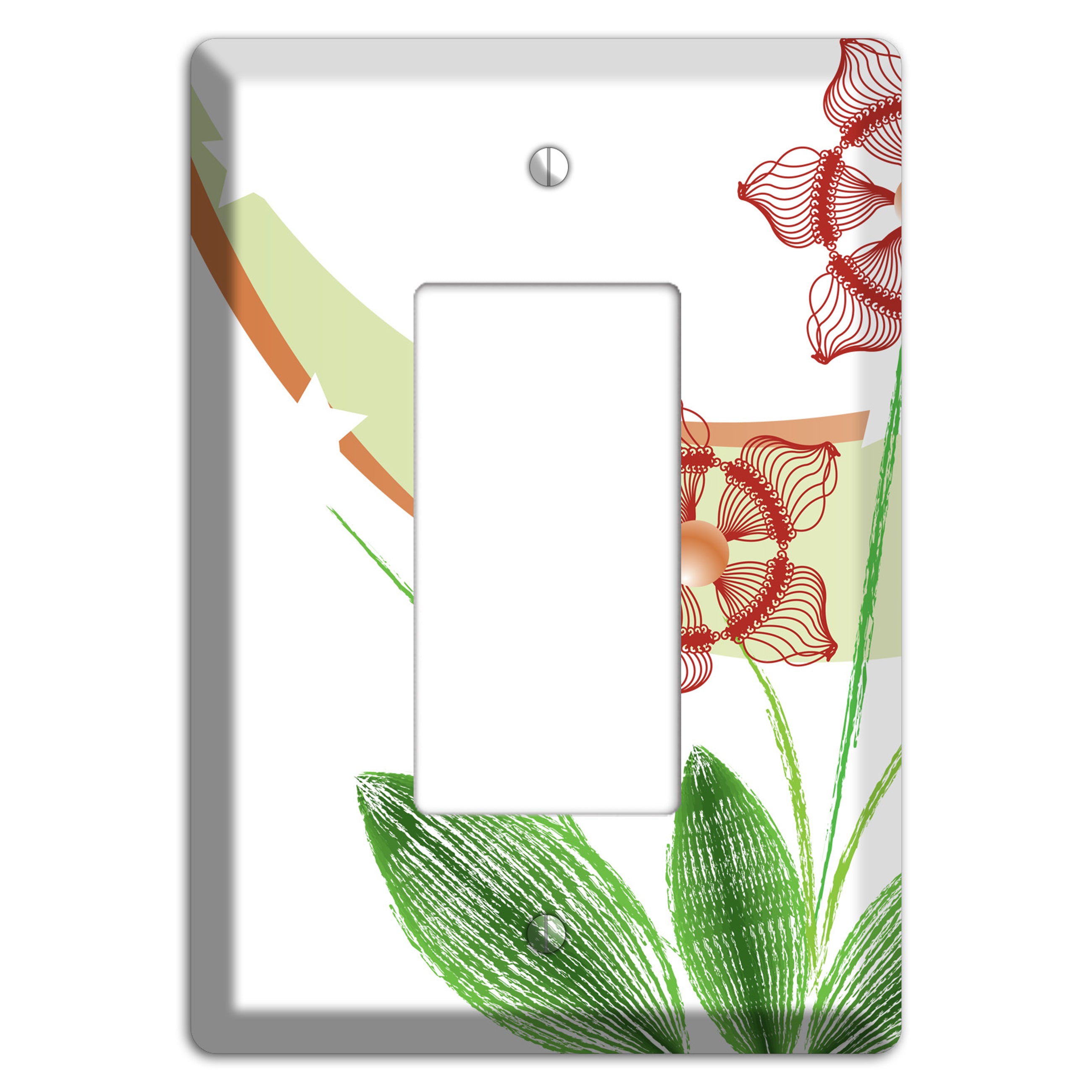 Green Abstract Flowers Rocker Wallplate