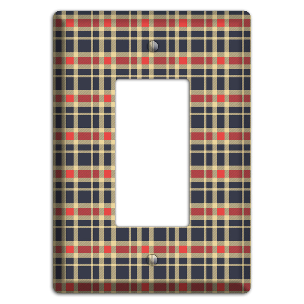 Maroon and Black Plaid 2 Rocker Wallplate