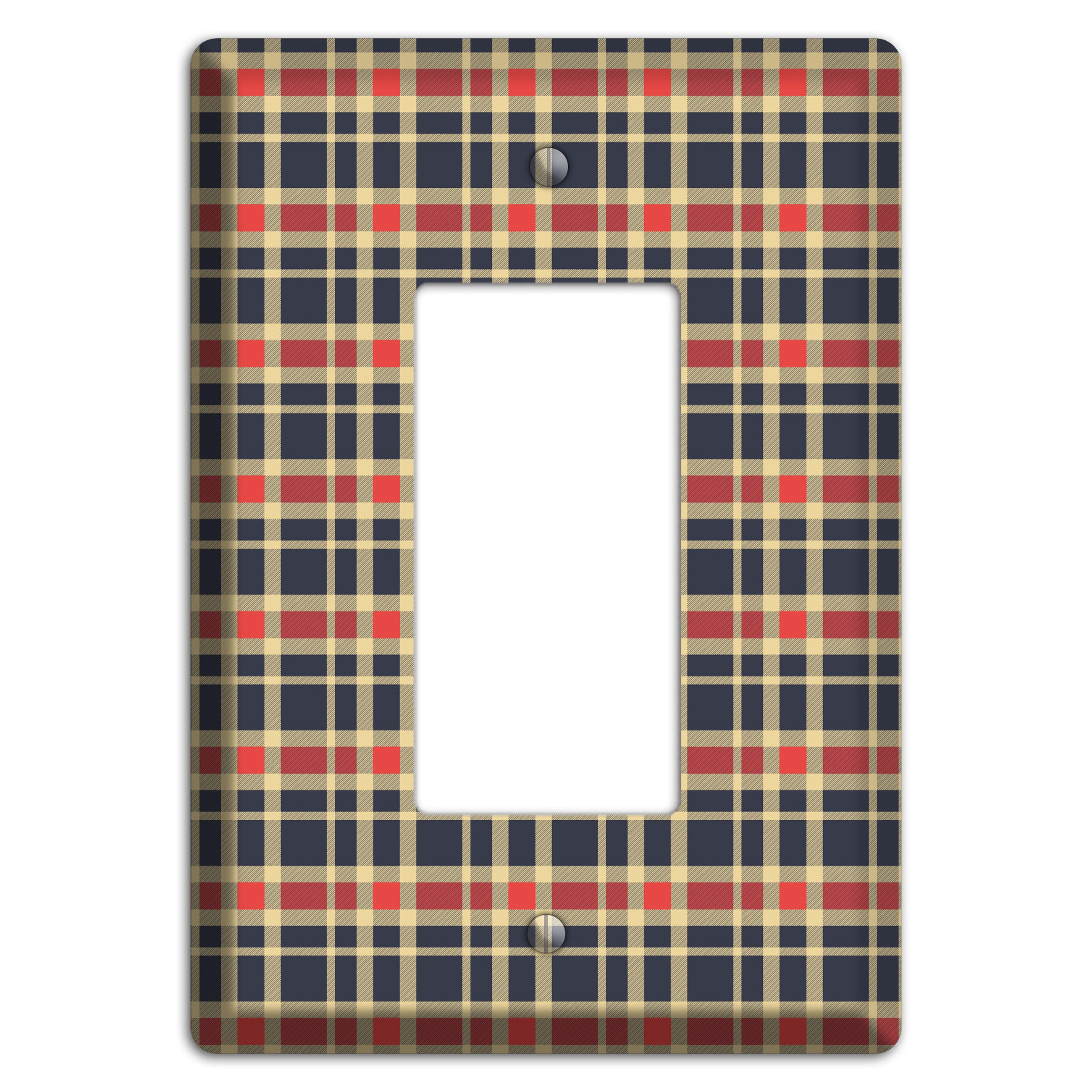 Maroon and Black Plaid 2 Rocker Wallplate