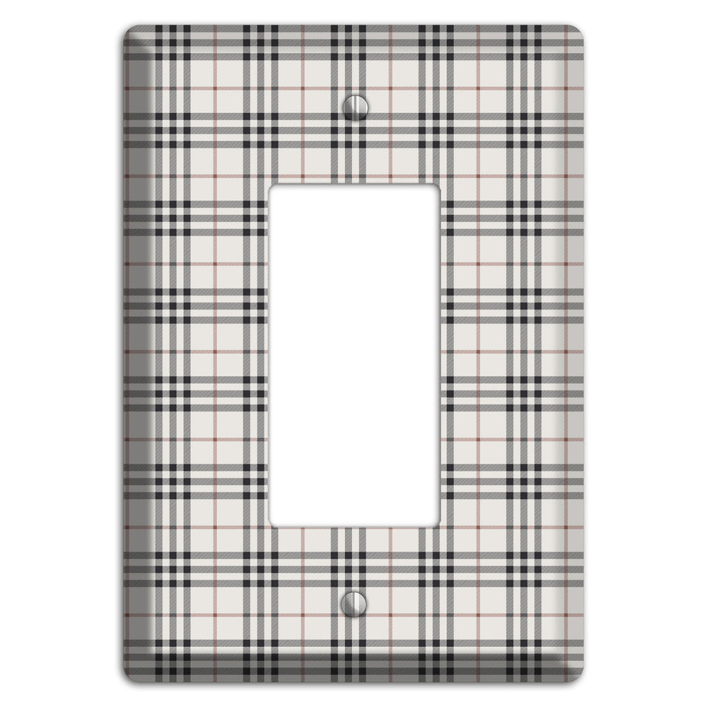 White and Black Plaid Rocker Wallplate
