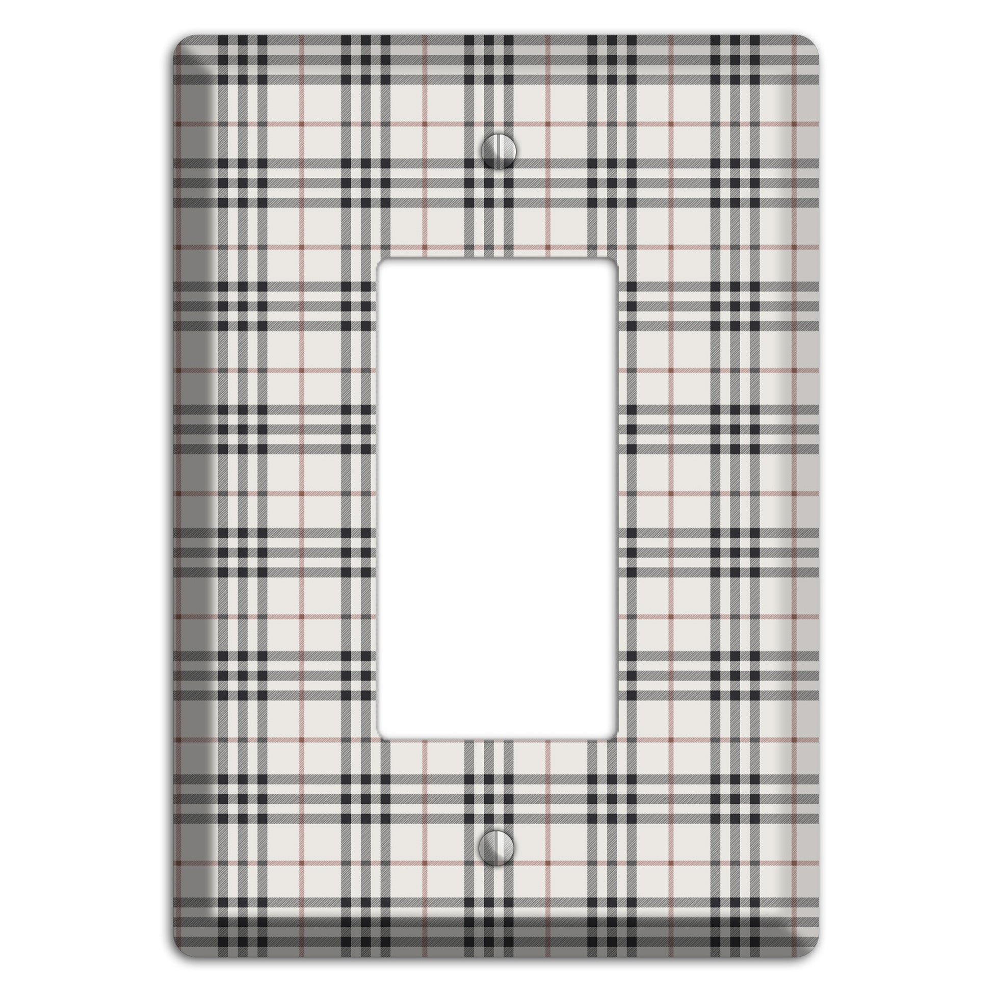 White and Black Plaid Rocker Wallplate