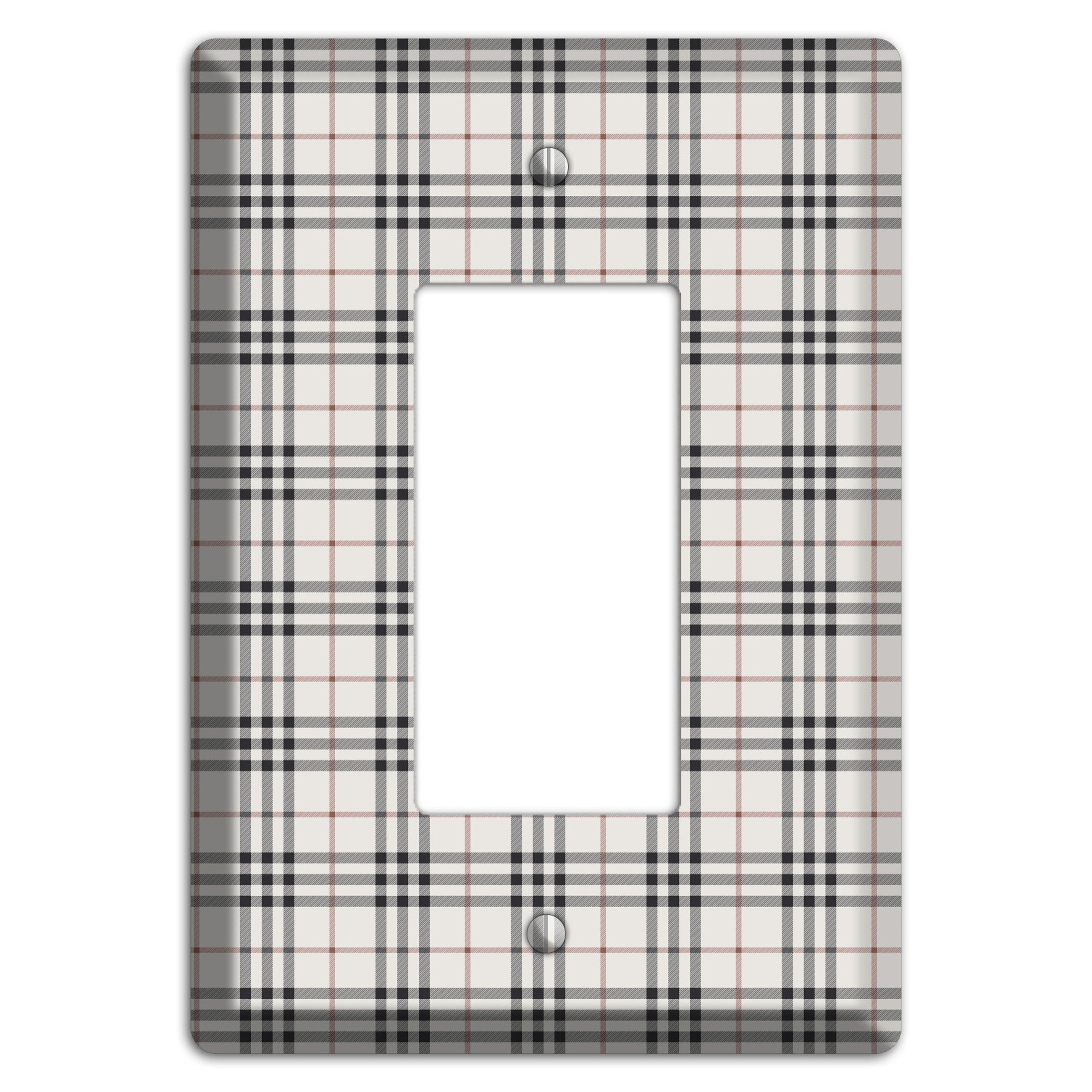 White and Black Plaid Rocker Wallplate