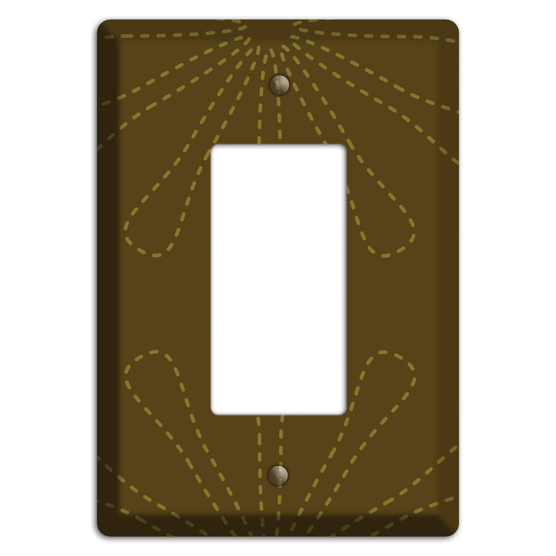 Brown Retro Stipple Floral Contour Rocker Wallplate