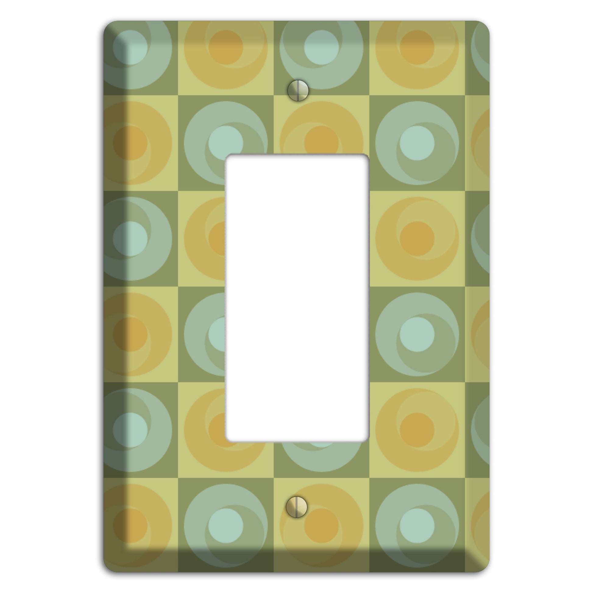 Multi Sage and Mustard Checked Circles Rocker Wallplate