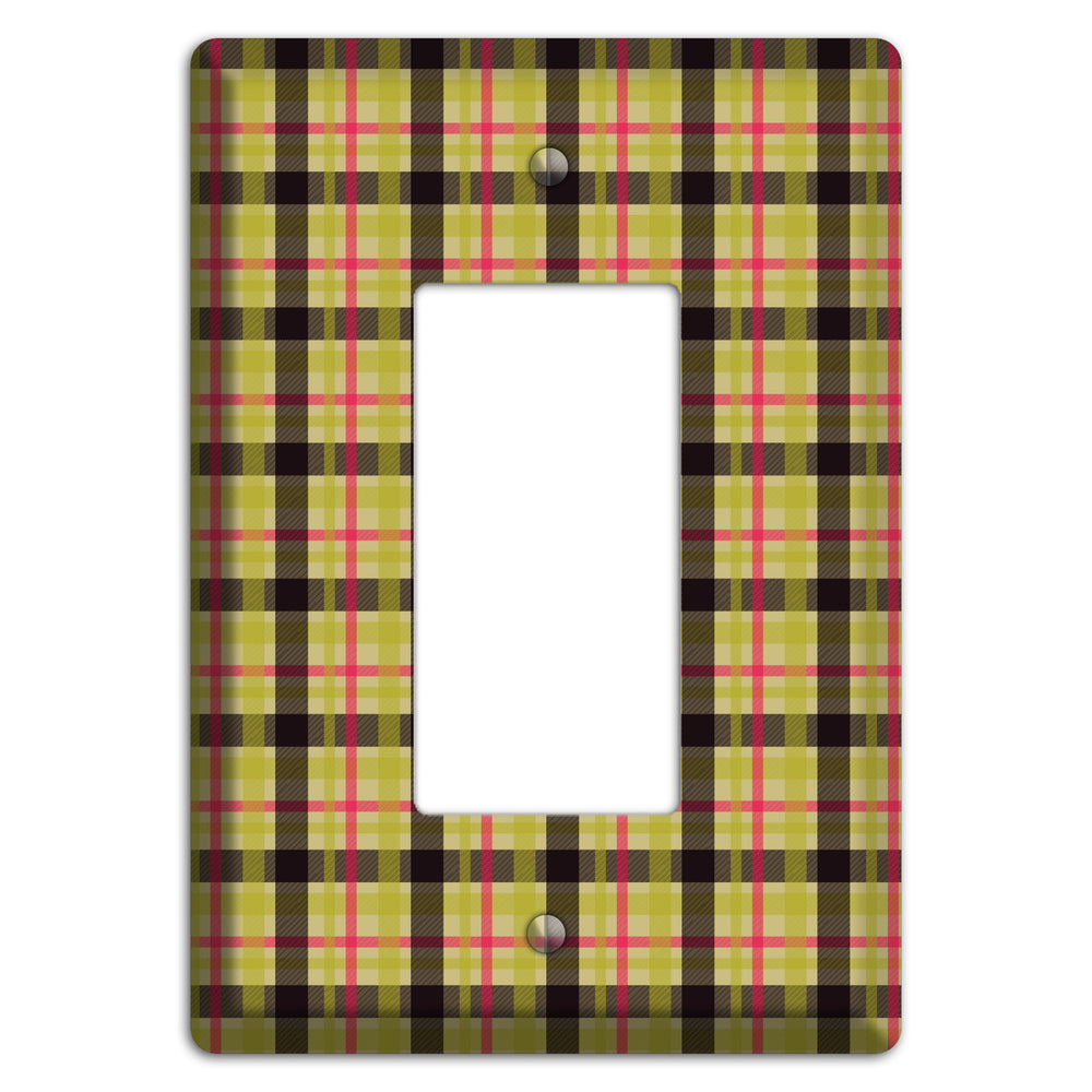 Yellow Black Red Plaid Rocker Wallplate