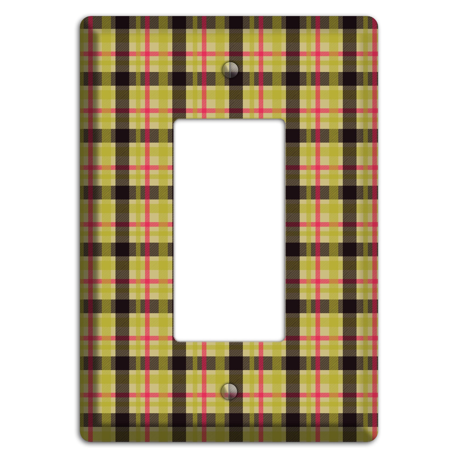 Yellow Black Red Plaid Rocker Wallplate