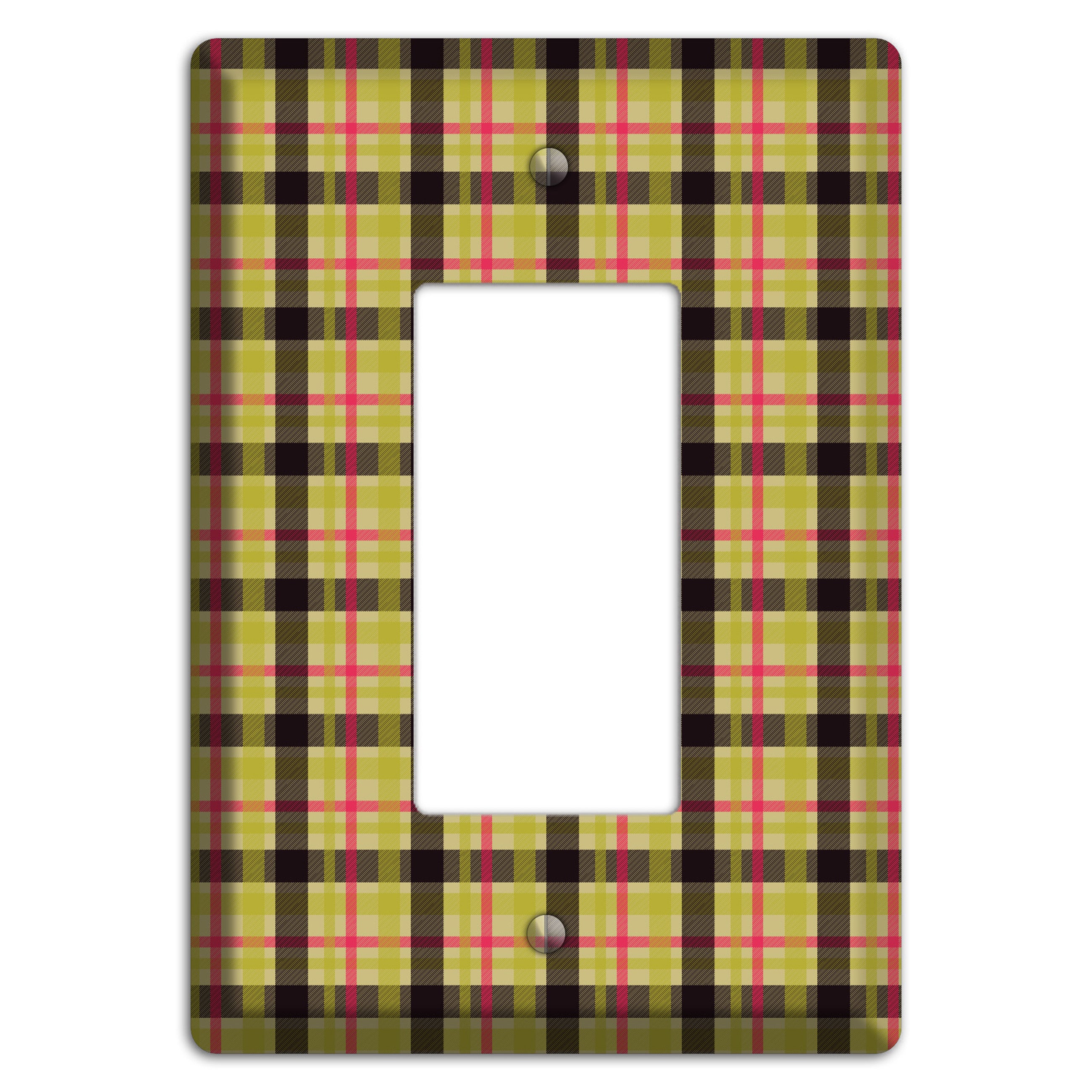 Yellow Black Red Plaid Rocker Wallplate