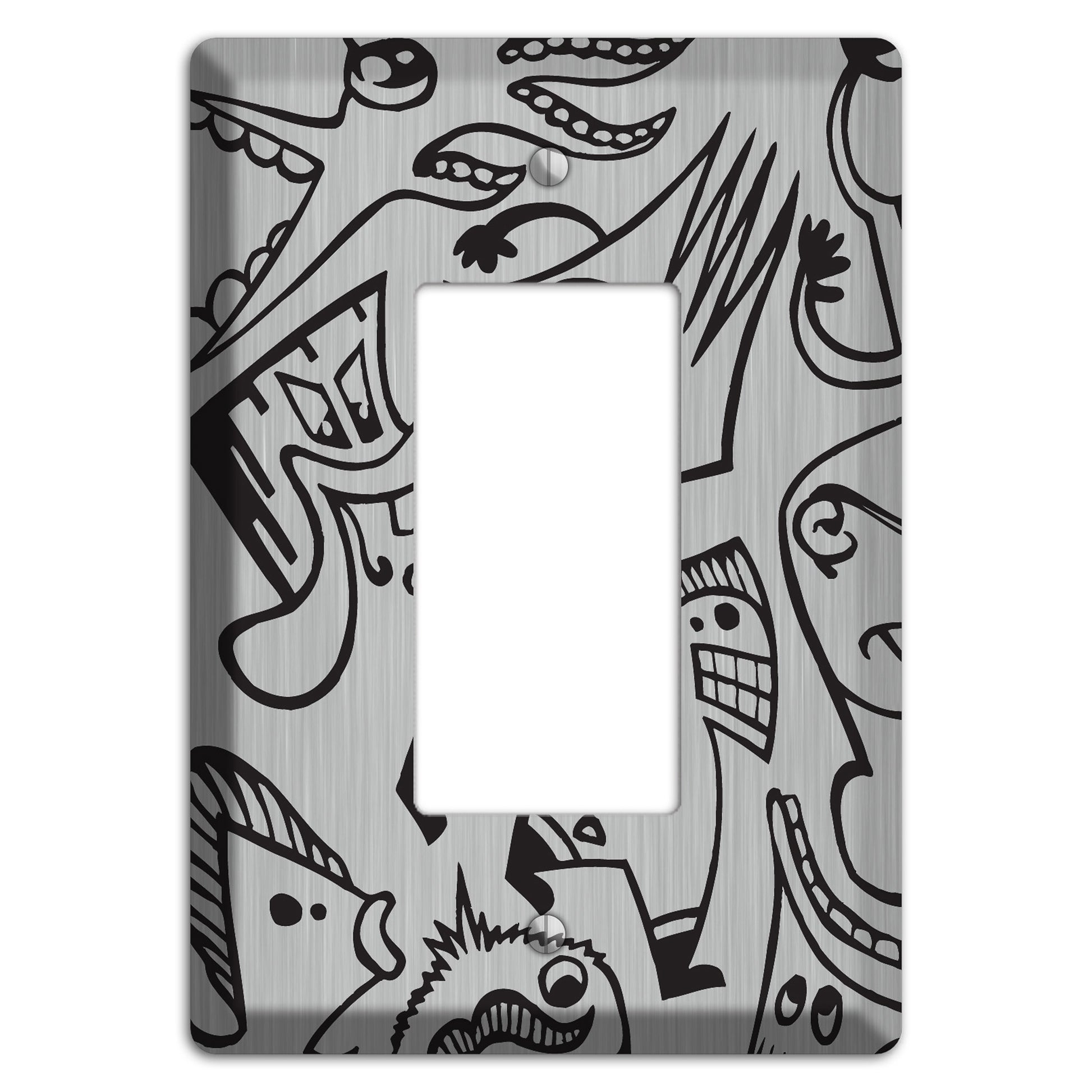 Whimsical Faces 1  Stainless Rocker Wallplate