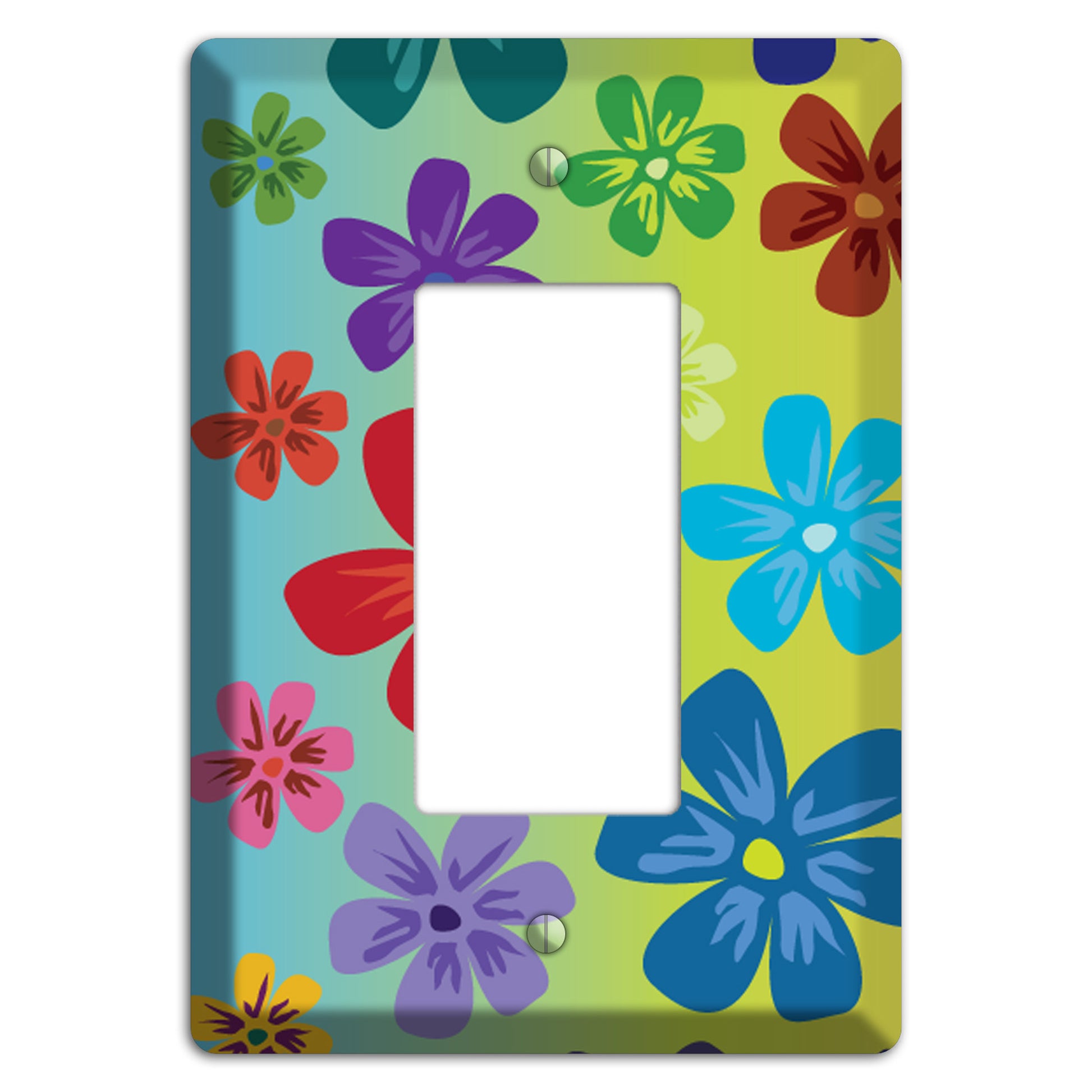 Blue to yellow Flowers Rocker Wallplate