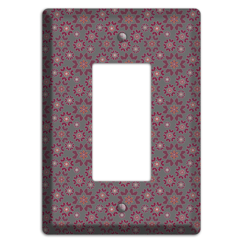 Grey with Tiny Burgundy Retro Suzani Rocker Wallplate