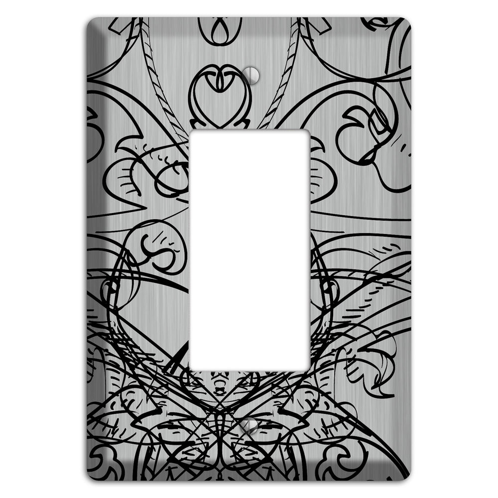 Black Deco Sketch Stainless Steel Rocker Wallplate