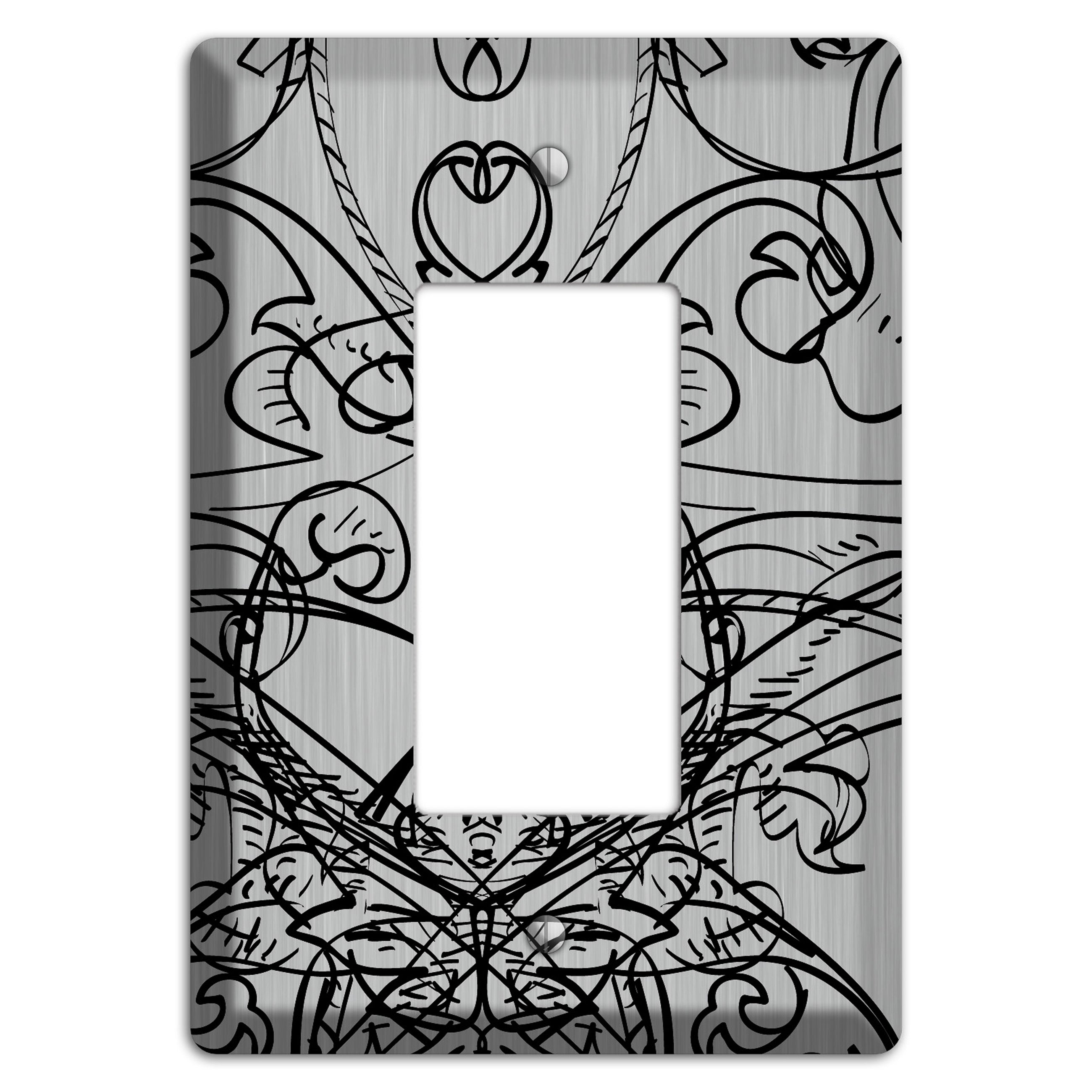 Black Deco Sketch  Stainless Rocker Wallplate
