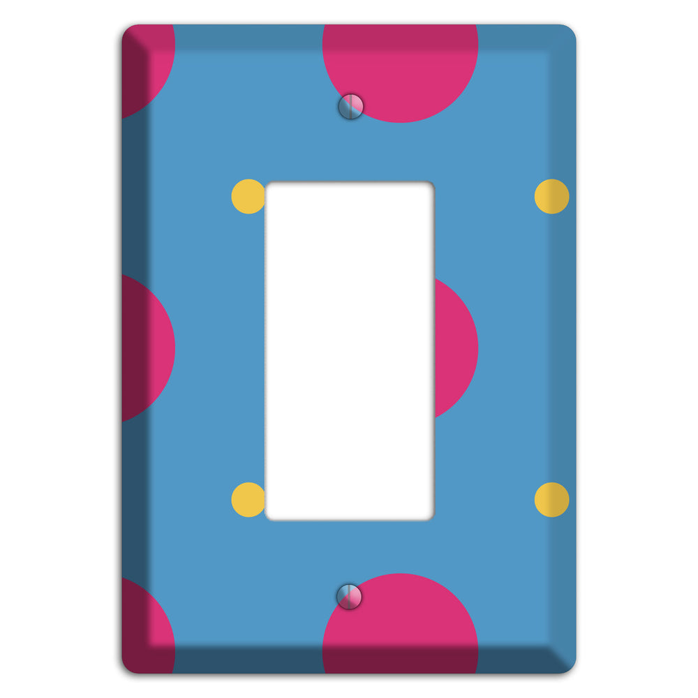 Blue with Pink and Yellow Multi Tiled Medium Dots Rocker Wallplate