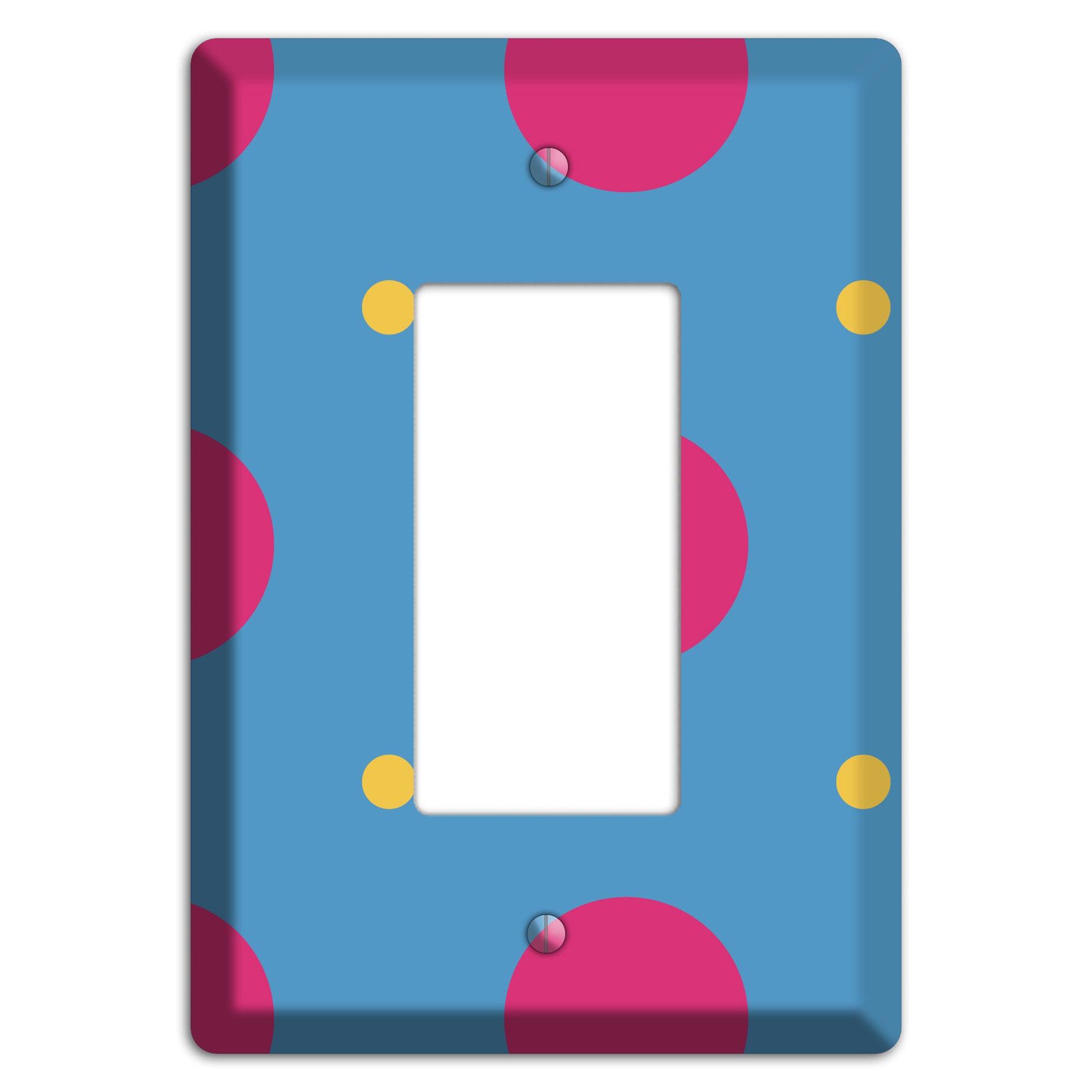 Blue with Pink and Yellow Multi Tiled Medium Dots Rocker Wallplate