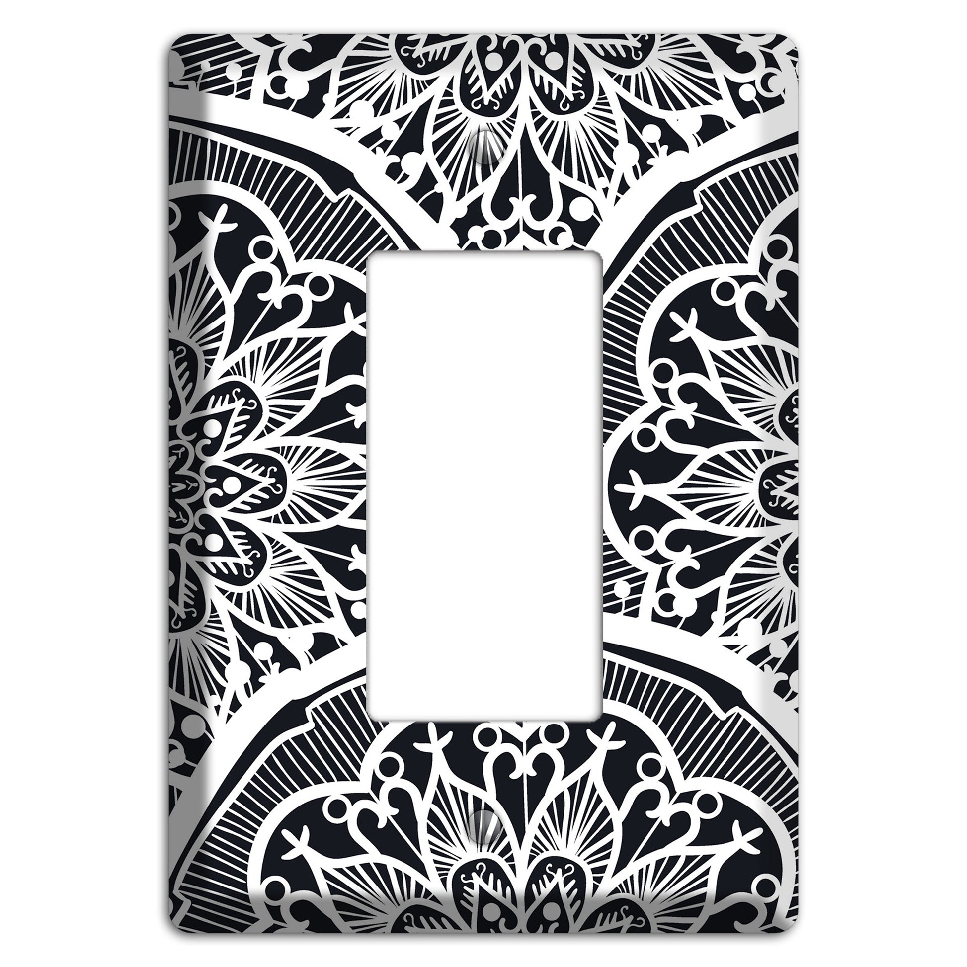 Mandala Black and White Style O Cover Plates Rocker Wallplate