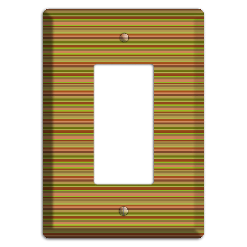 Multi Olive Burgundy Horizontal Stripes Rocker Wallplate