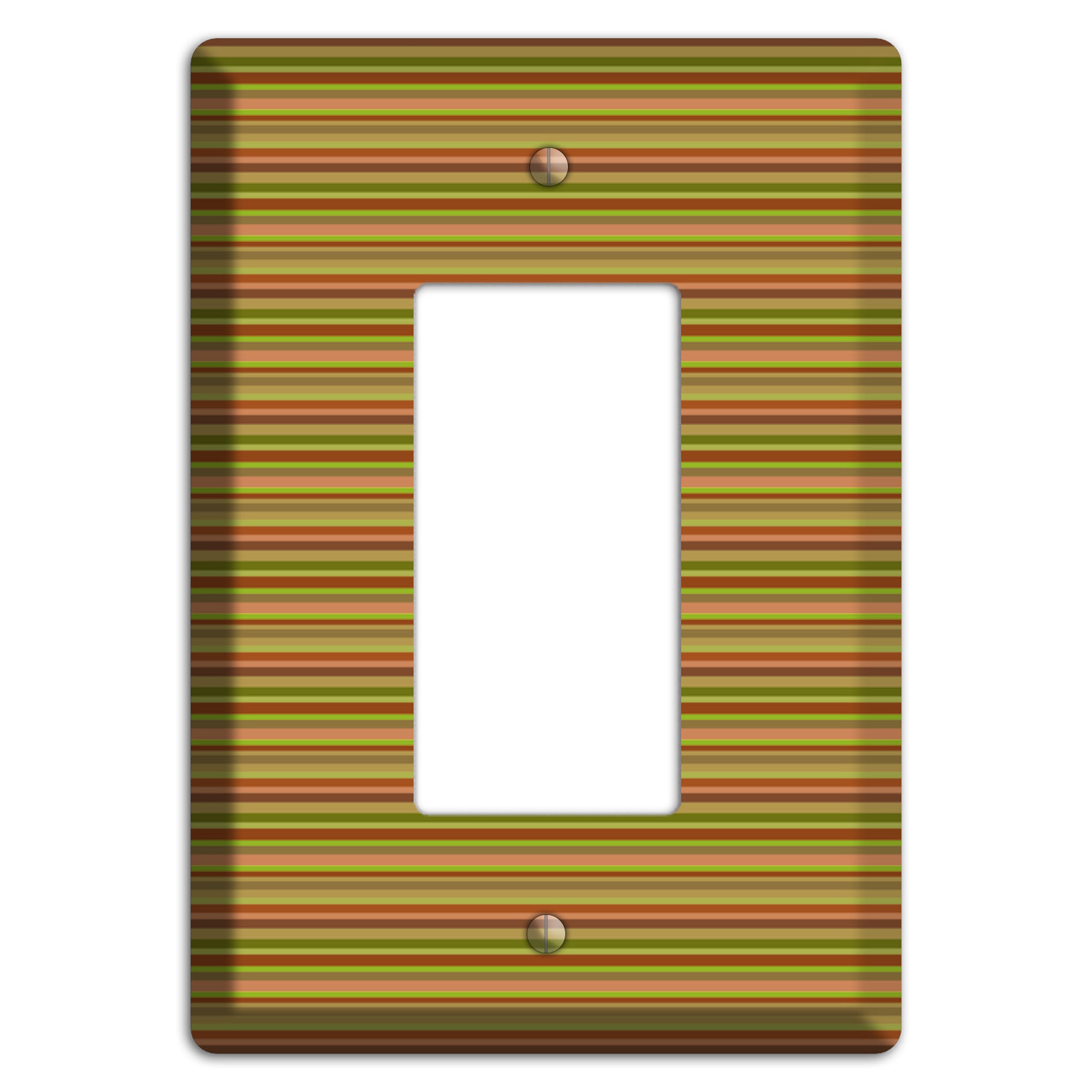 Multi Olive Burgundy Horizontal Stripes Rocker Wallplate