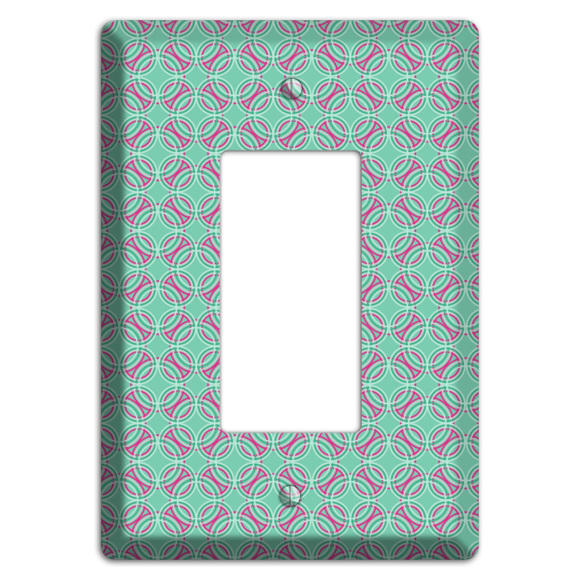 Multi Aqua with Fuschia Concentric Circles Overlay Rocker Wallplate