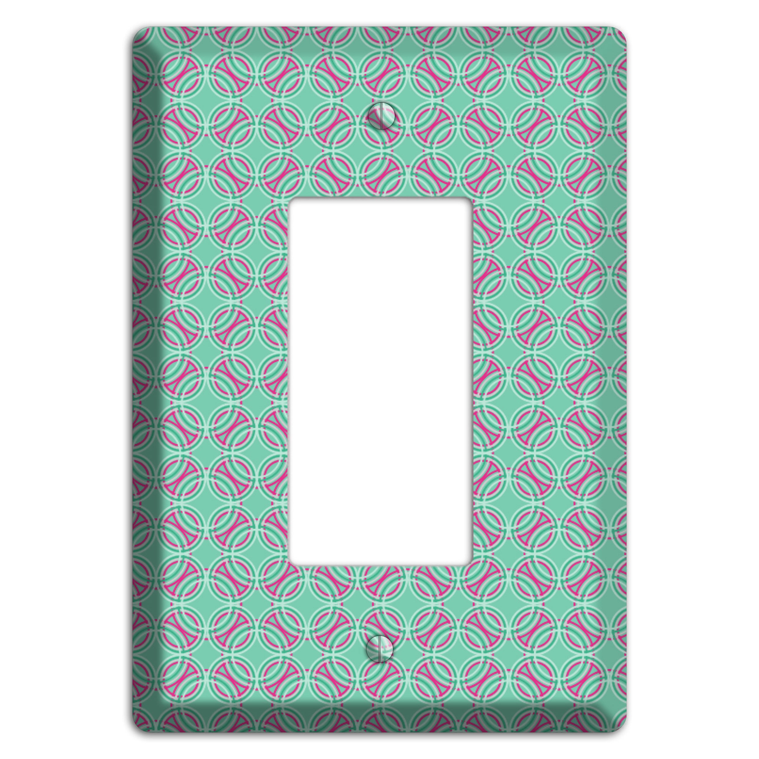 Multi Aqua with Fuschia Concentric Circles Overlay Rocker Wallplate