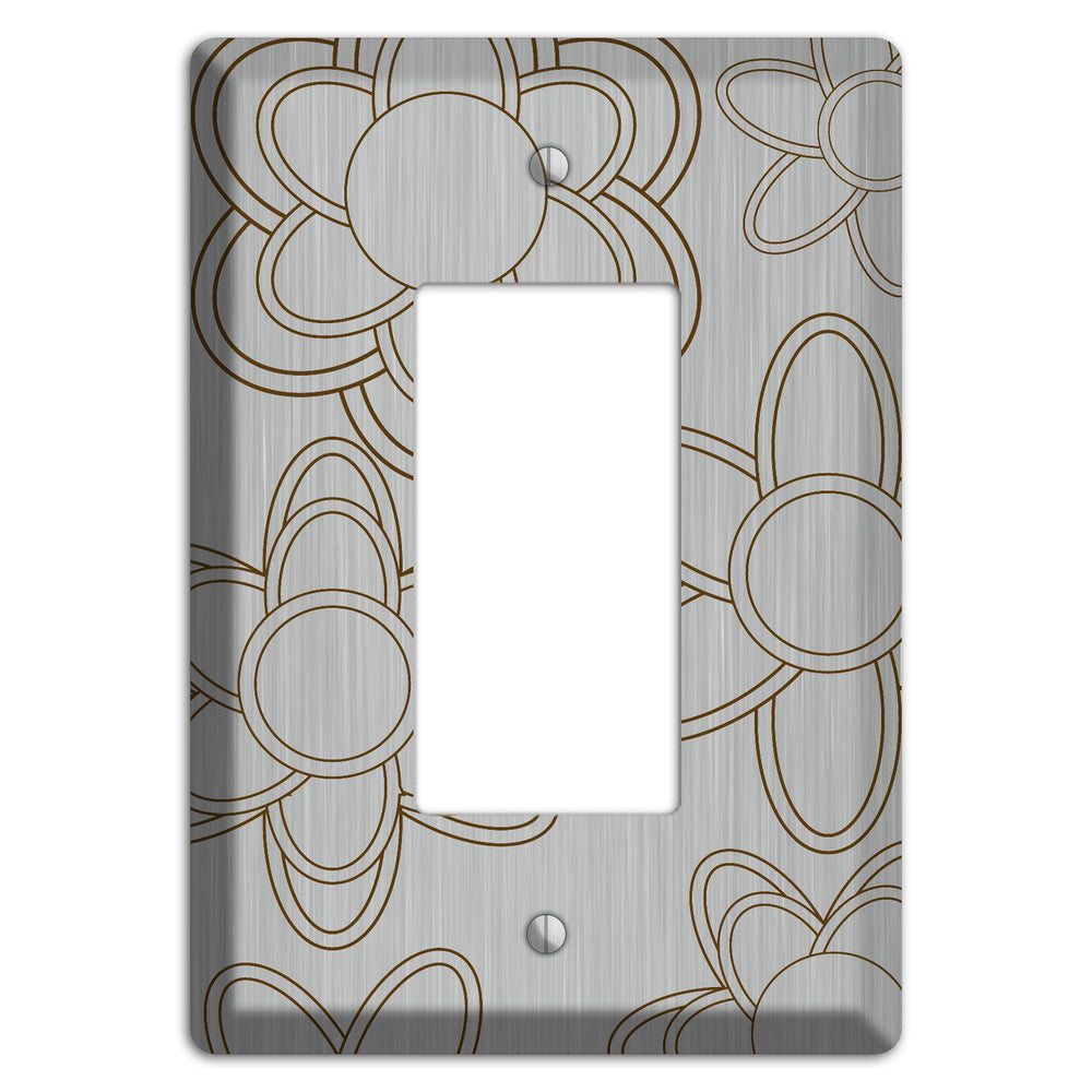Retro Floral Contour Stainless Steel Rocker Wallplate