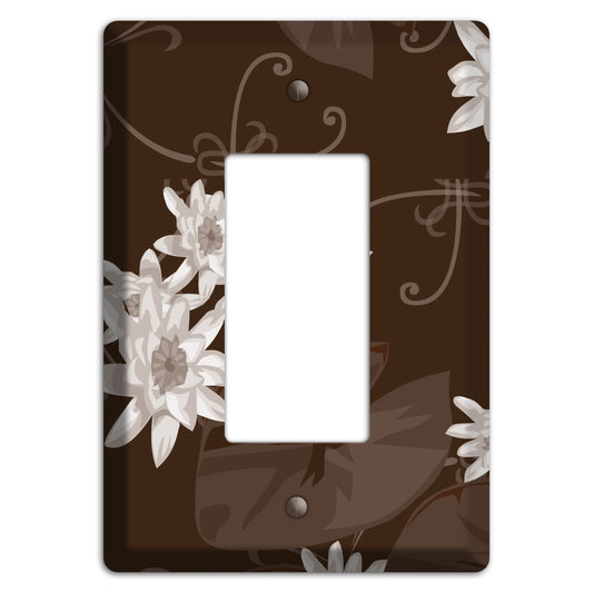 Brown with White Blooms Rocker Wallplate