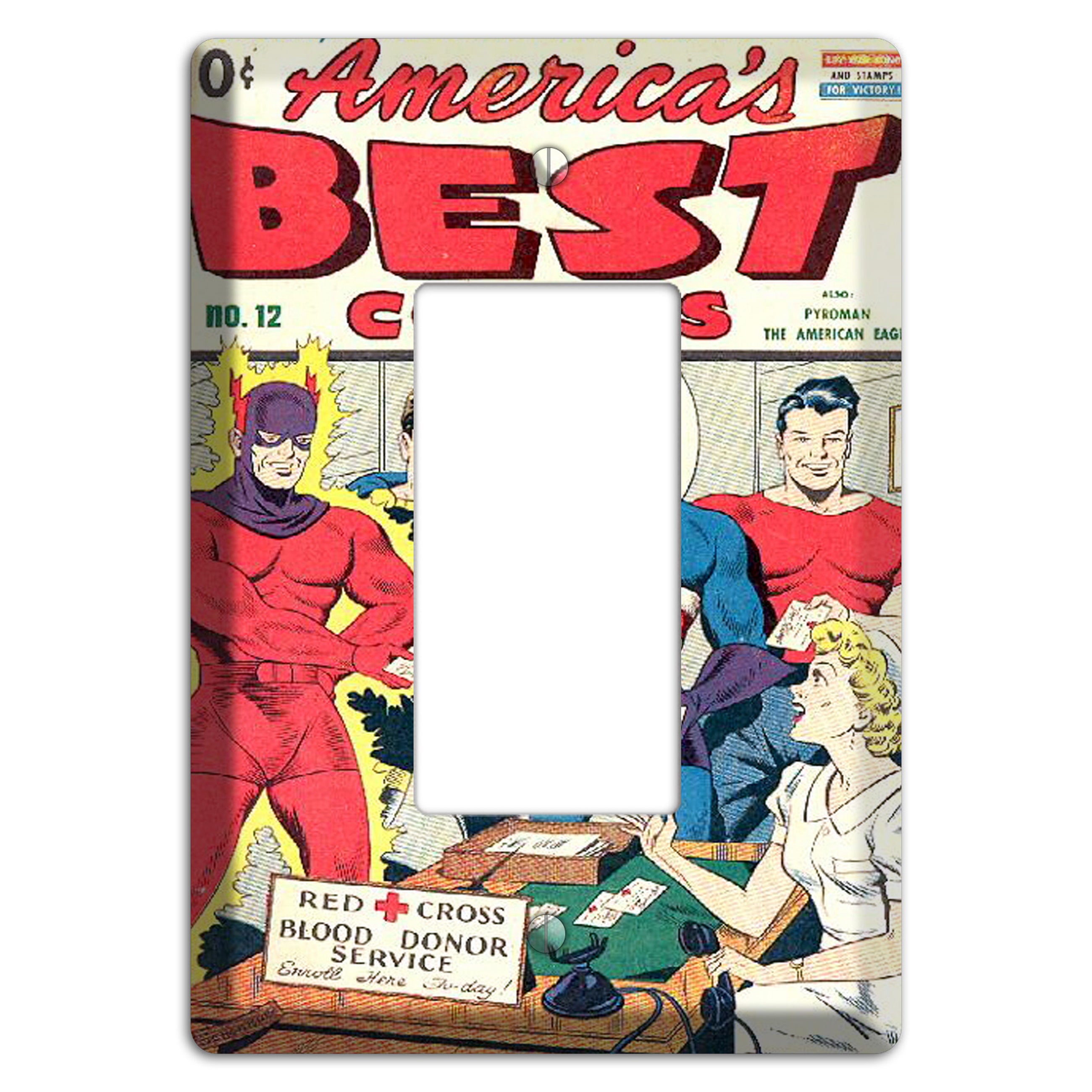 Red Cross Vintage Comics Rocker Wallplate