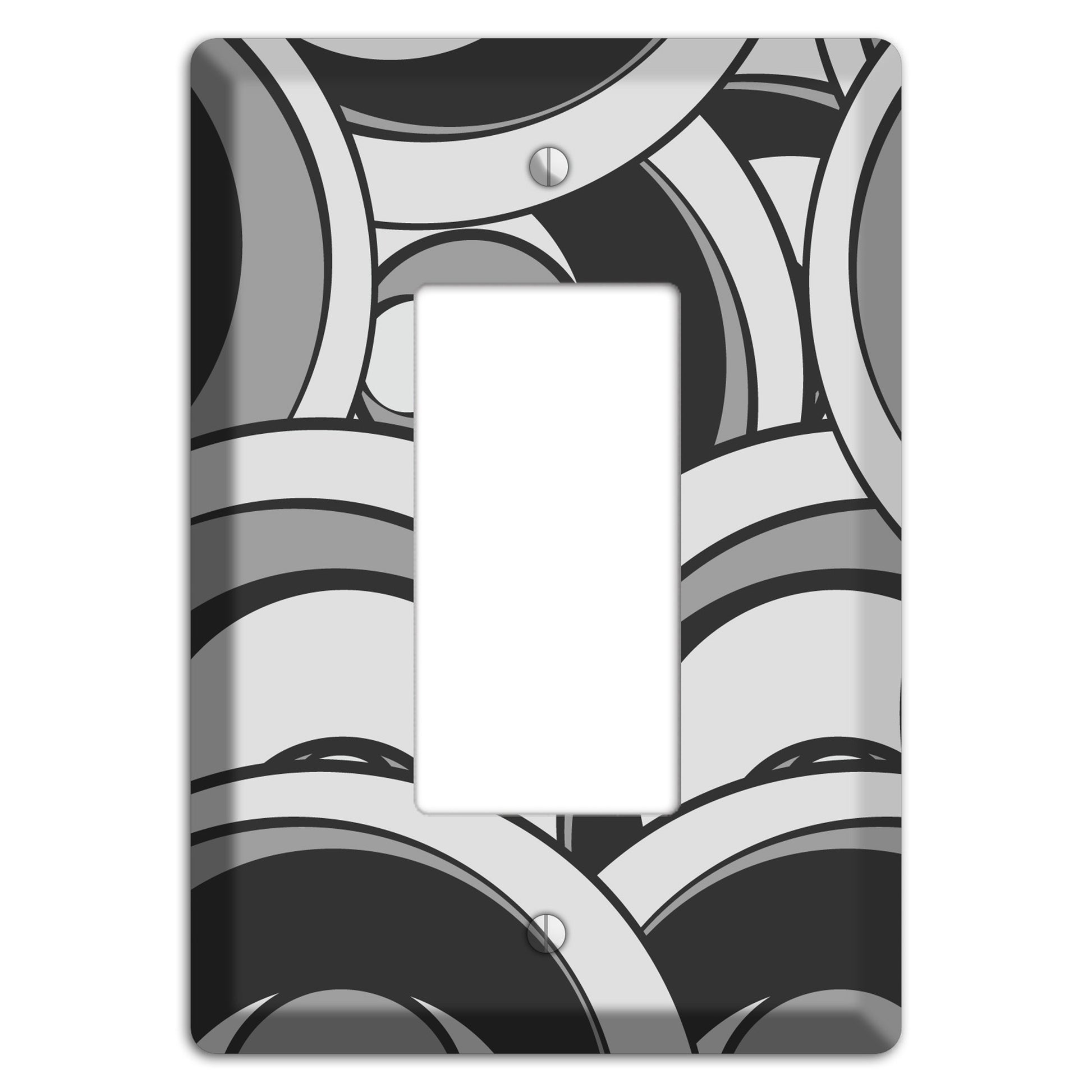 Black and Grey Deco Circles Rocker Wallplate