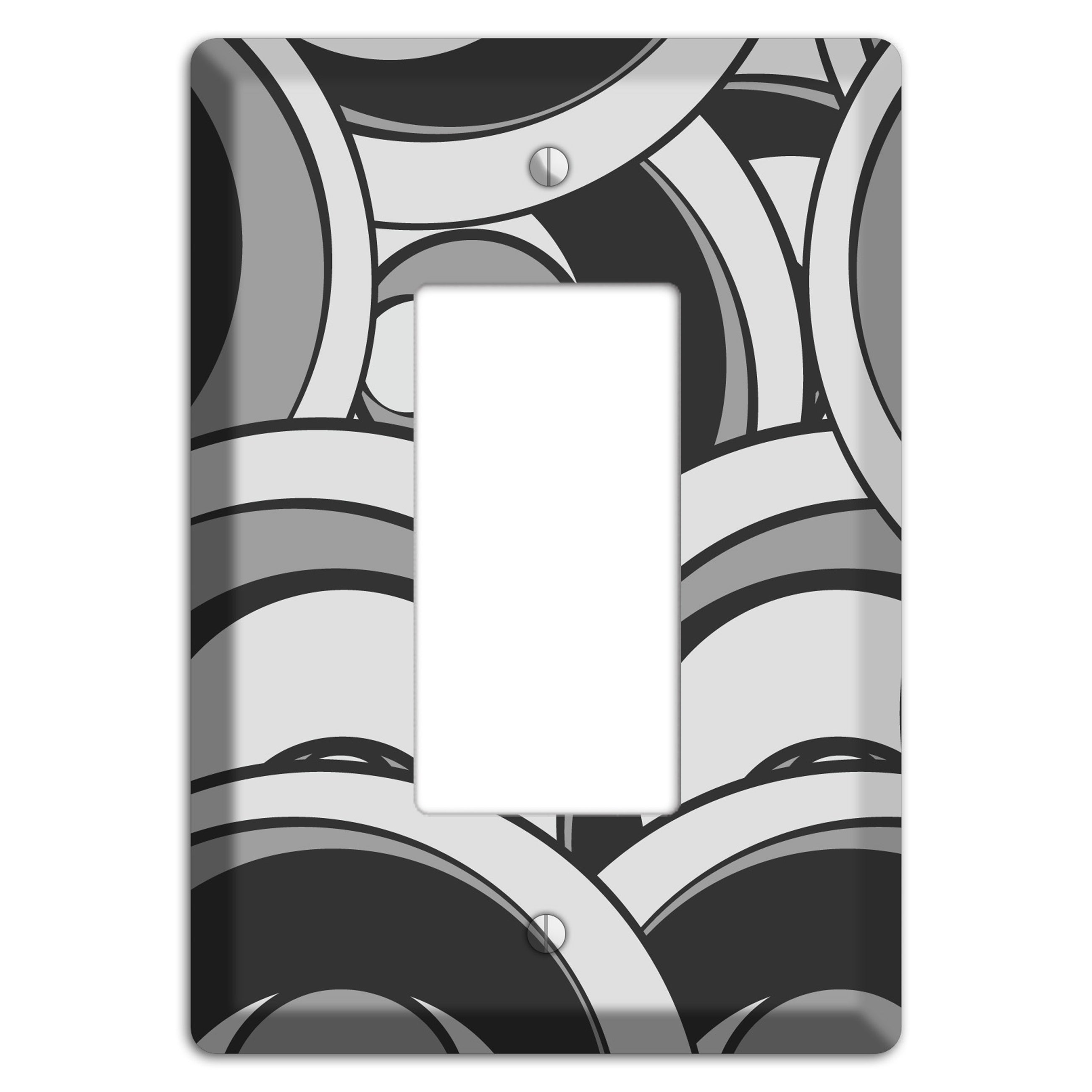 Black and Grey Deco Circles Rocker Wallplate