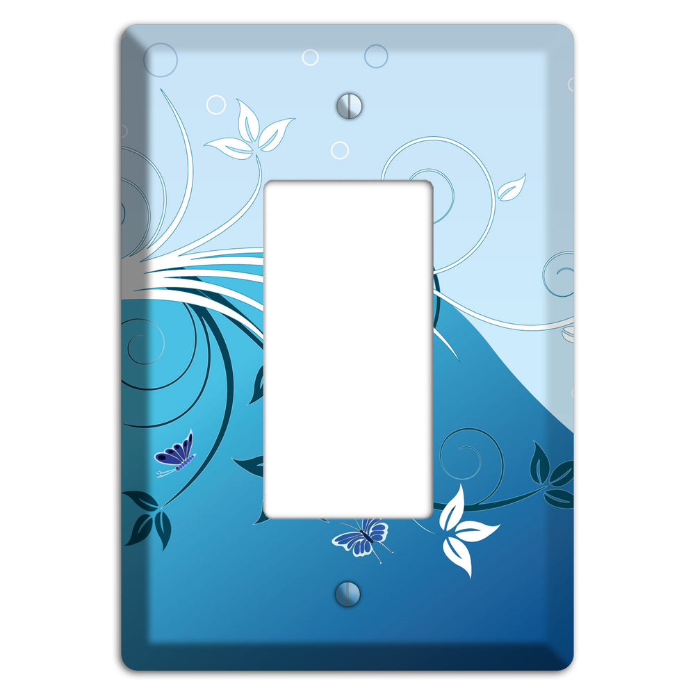 Blue Floral Sprig Rocker Wallplate