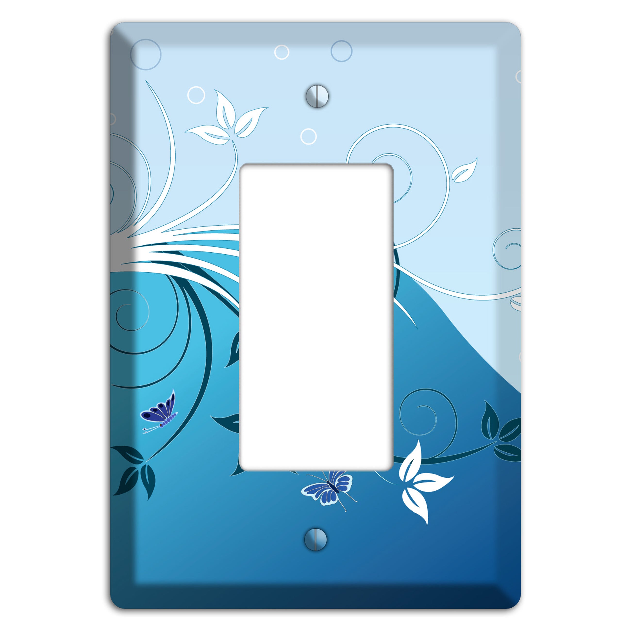 Blue Floral Sprig Rocker Wallplate