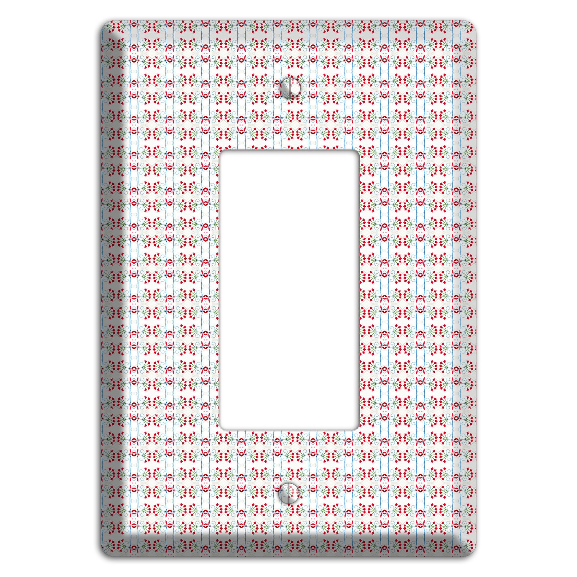 White with Red Blue Tapestry Rocker Wallplate