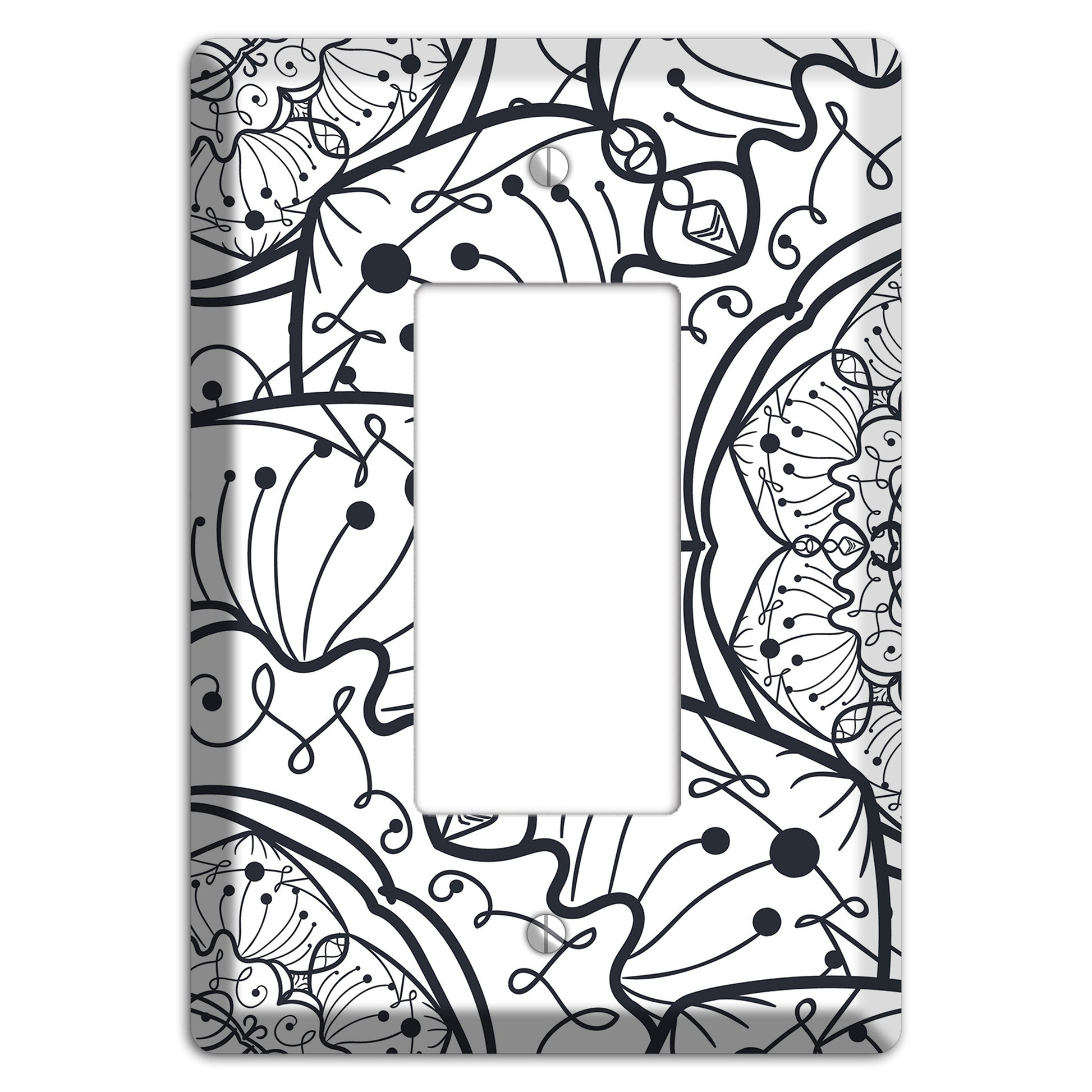 Mandala Black and White Style M Cover Plates Rocker Wallplate