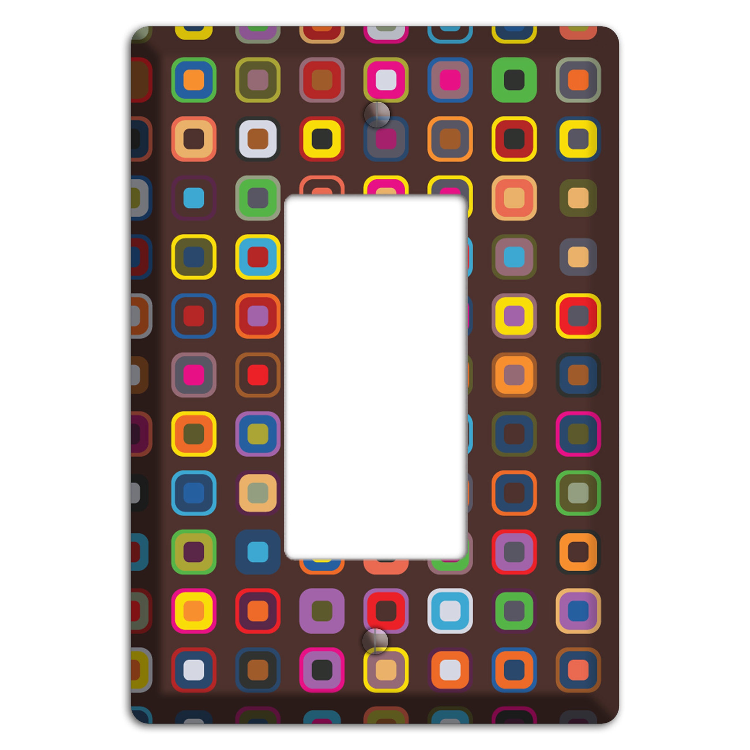 Brown with Multi Retro Squares Rocker Wallplate