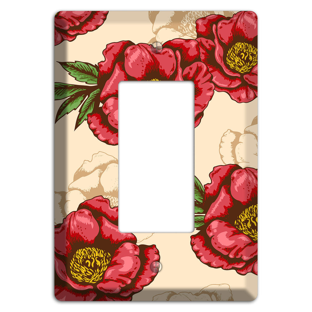 Red Peony Style A Rocker Wallplate
