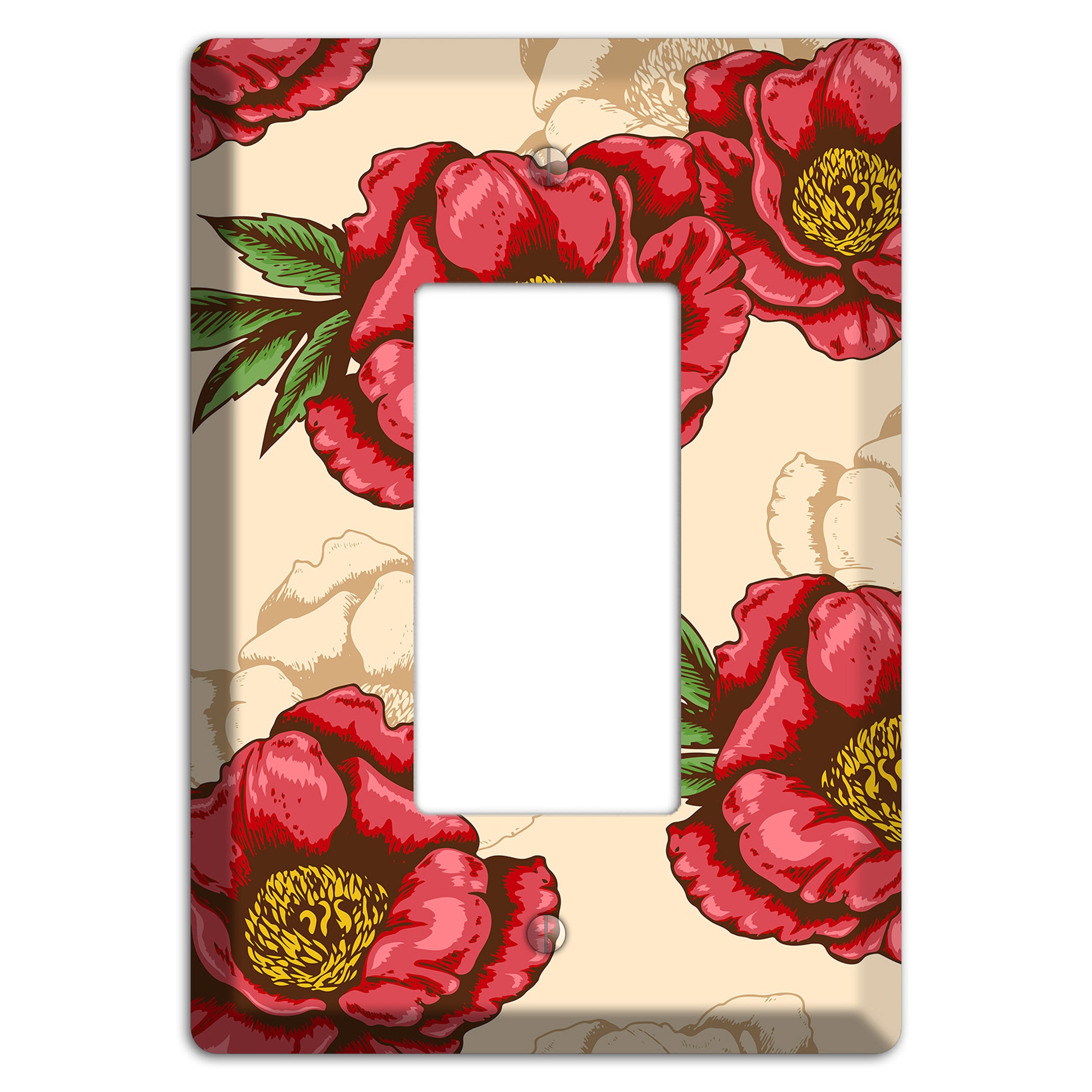 Red Peony Style A Rocker Wallplate