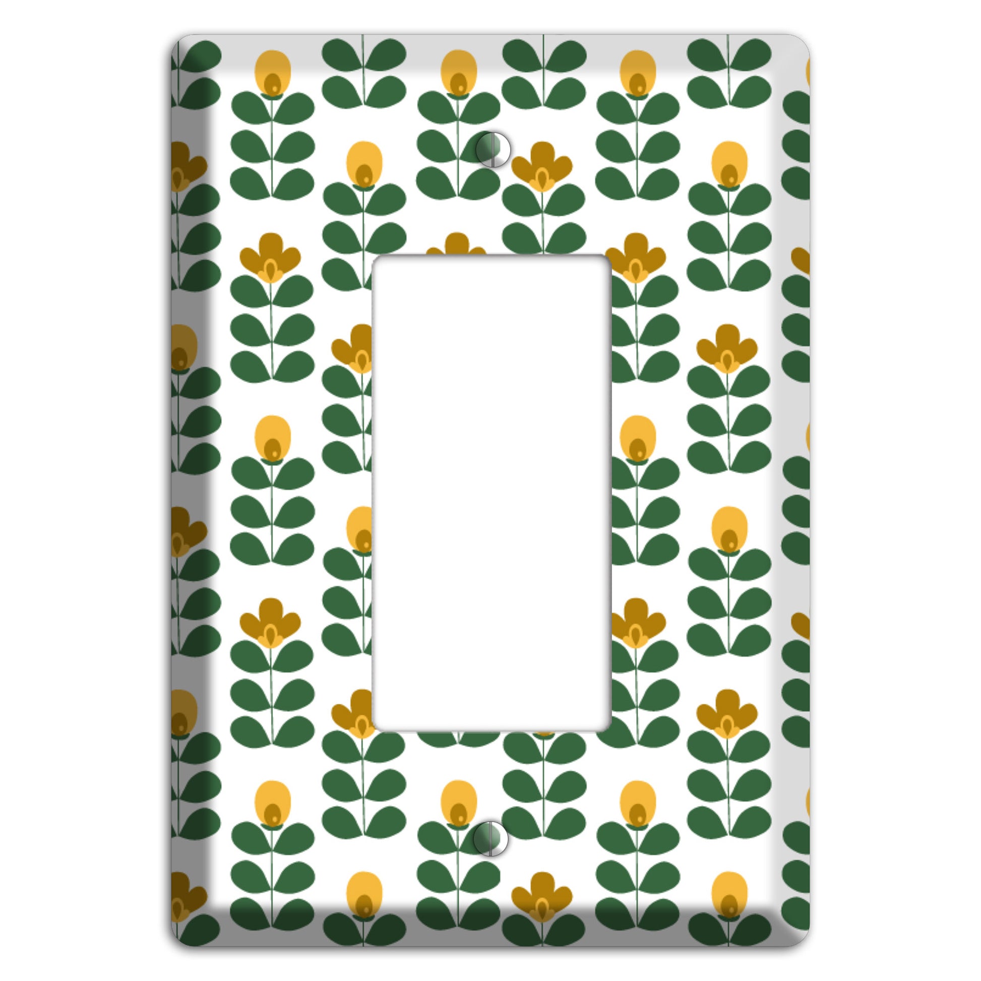 Dark Green Deco Floral Half Drop Rocker Wallplate