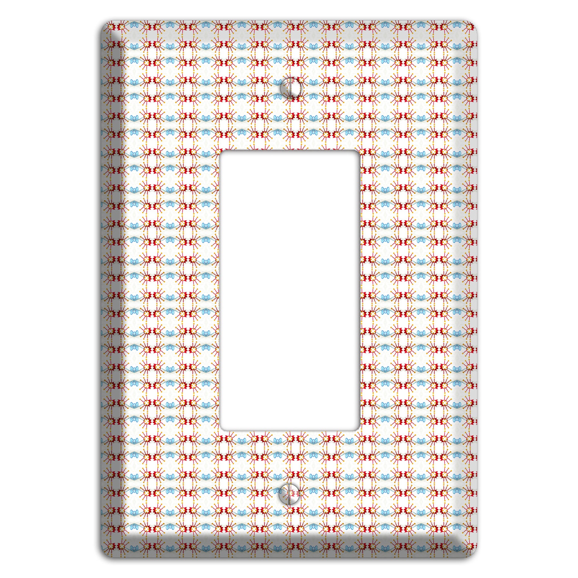 Off White with Red Blue Retro Tapestry Rocker Wallplate