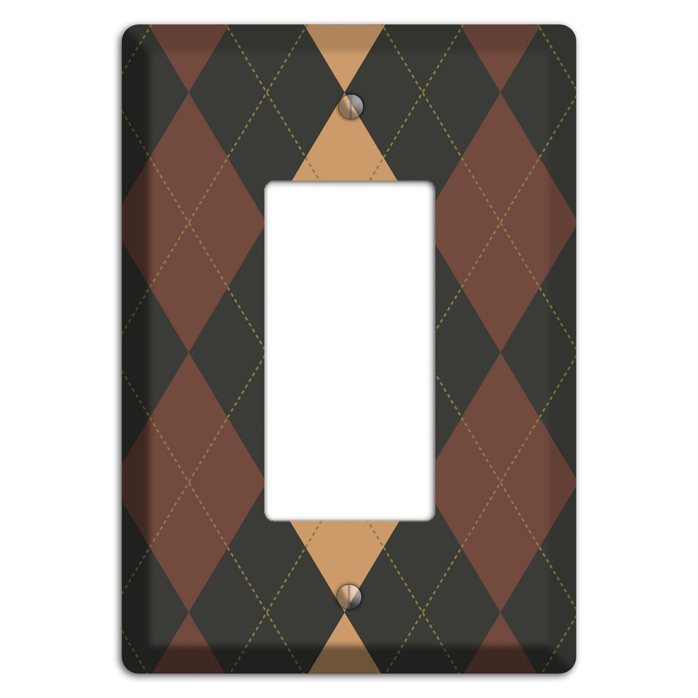Maroon and Tan Argyle Rocker Wallplate