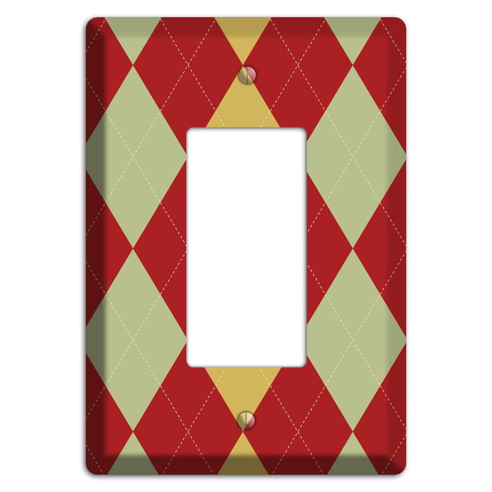 Burnt Orange and Light Green Argyle Rocker Wallplate