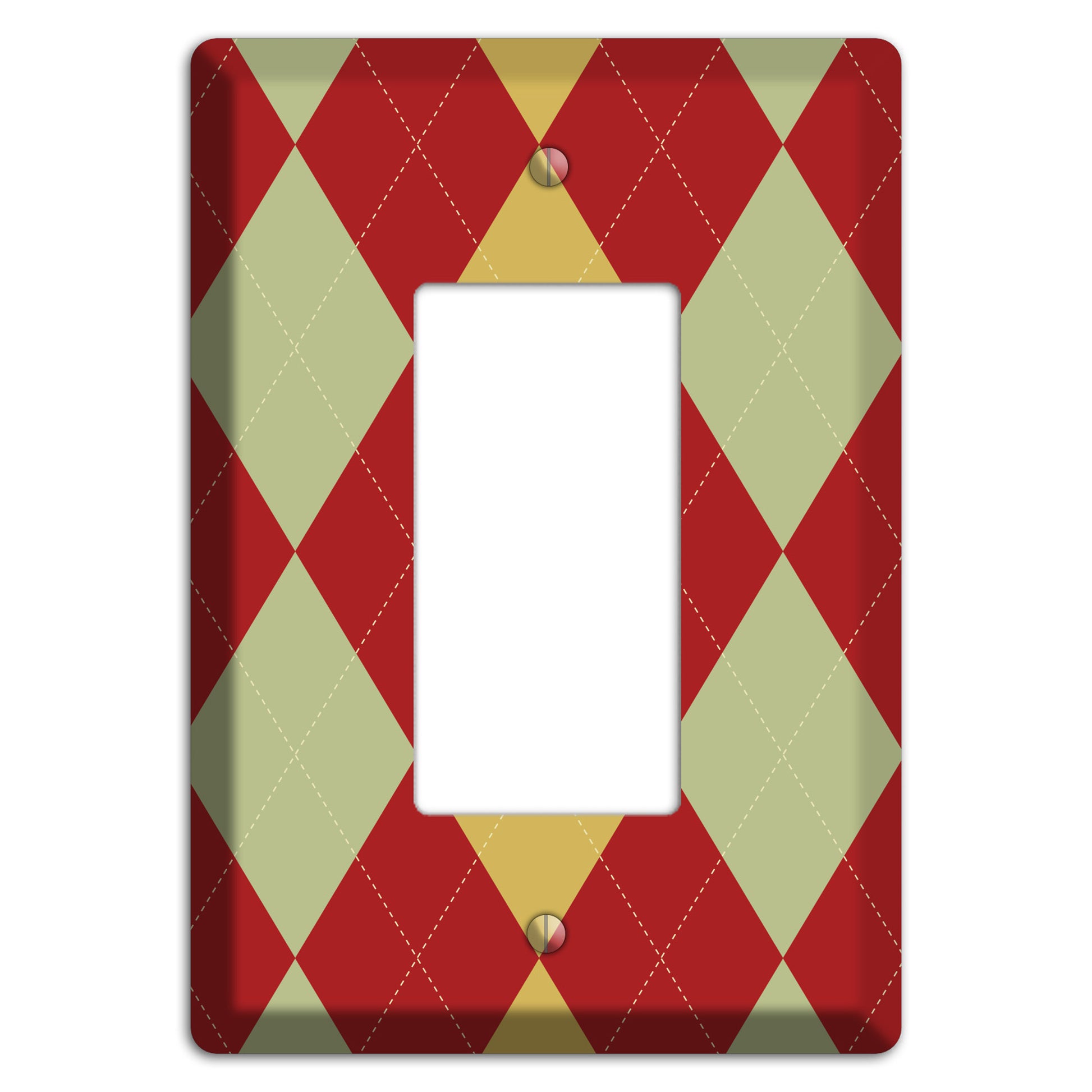 Burnt Orange and Light Green Argyle Rocker Wallplate