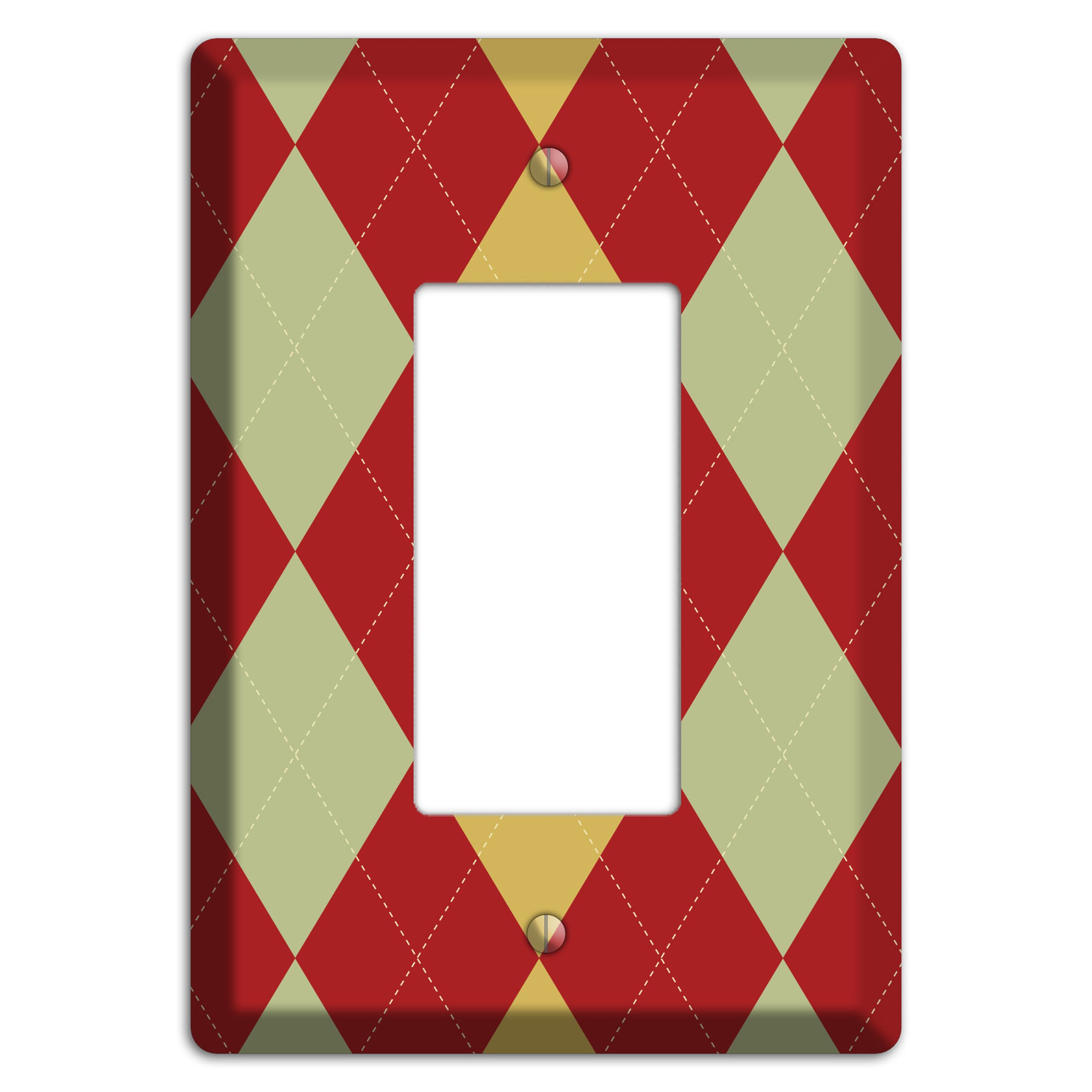 Burnt Orange and Light Green Argyle Rocker Wallplate