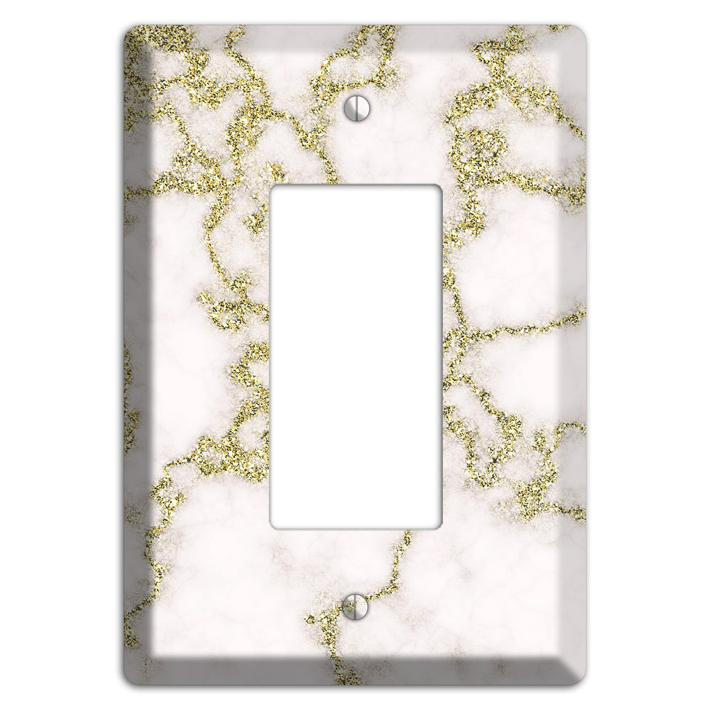 White and Gold Marble Shatter Rocker Wallplate