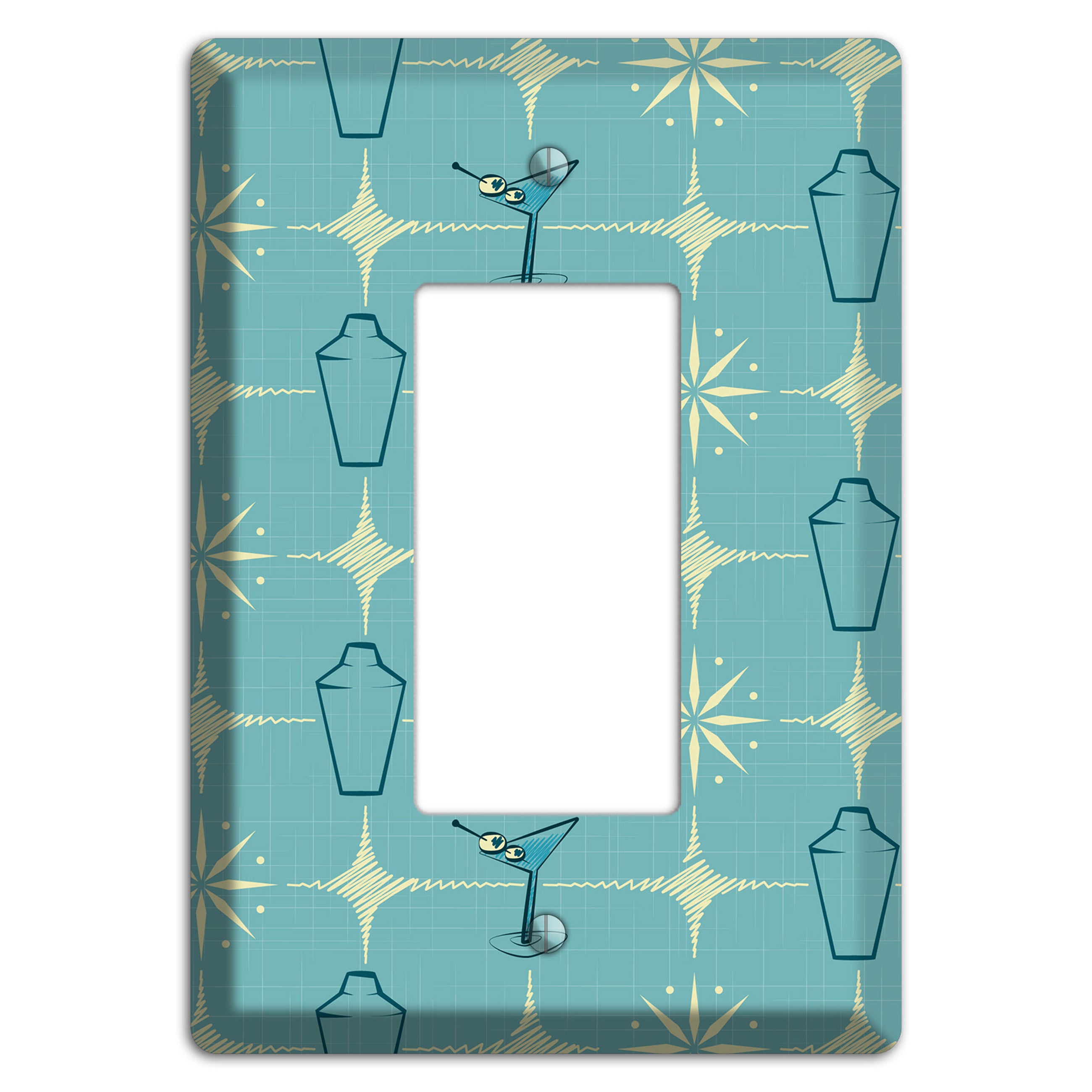 Blue Shaker and Martini Rocker Wallplate