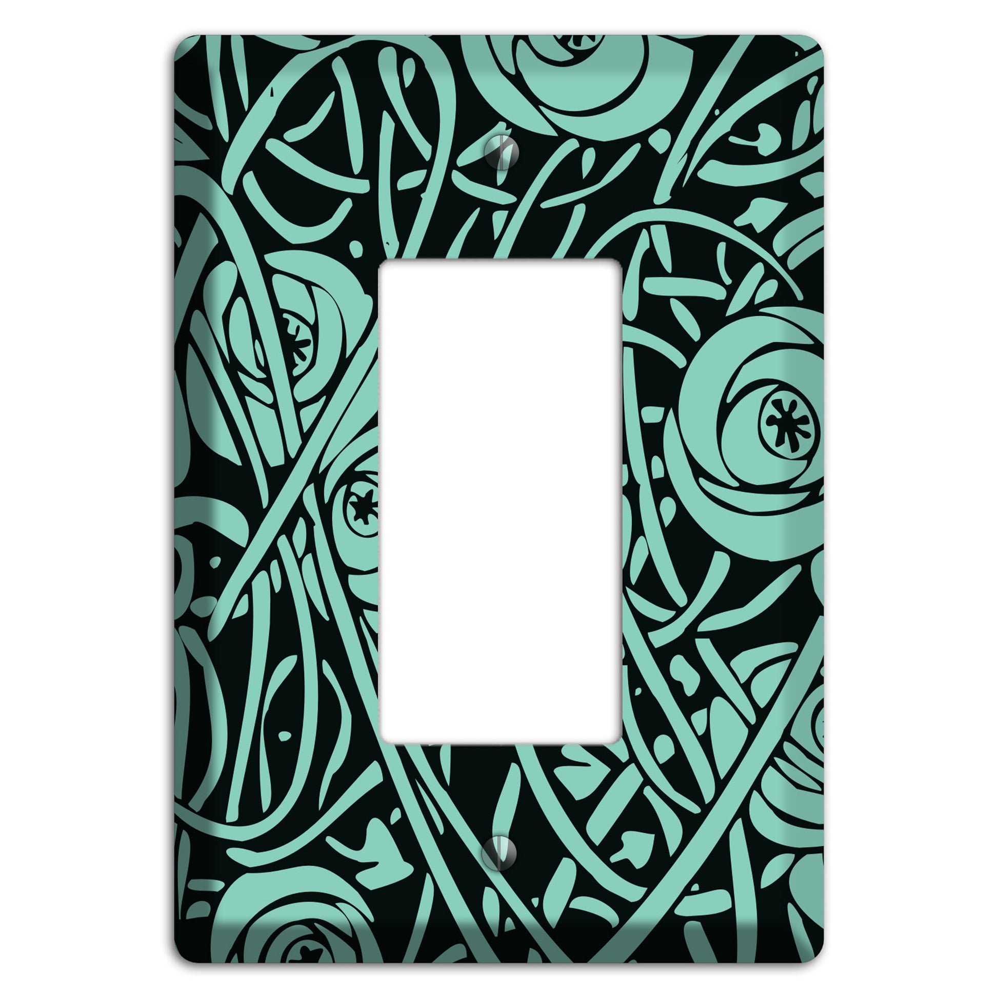 Teal Deco Floral Rocker Wallplate