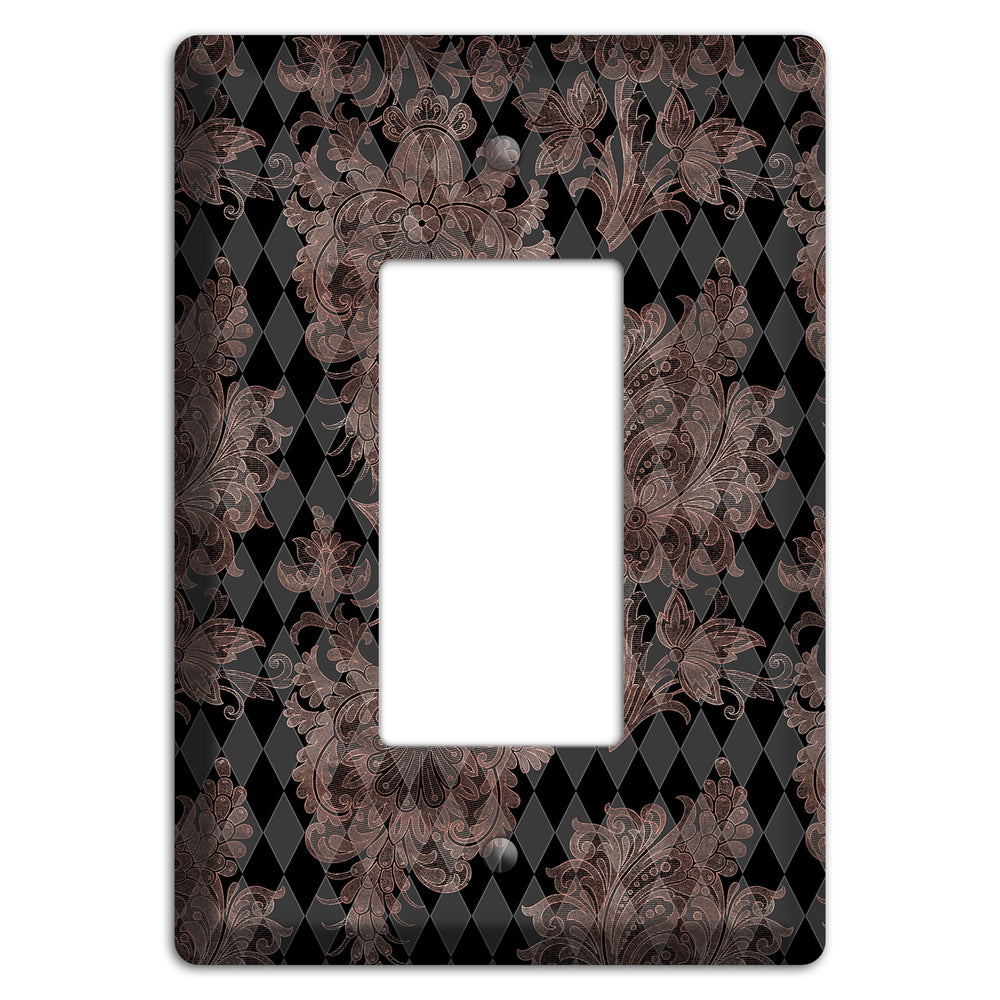 Black and Rose Ornate Diamond Rocker Wallplate