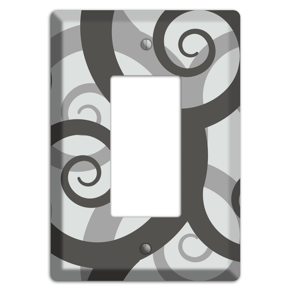 Grey with Black Large Swirl Rocker Wallplate