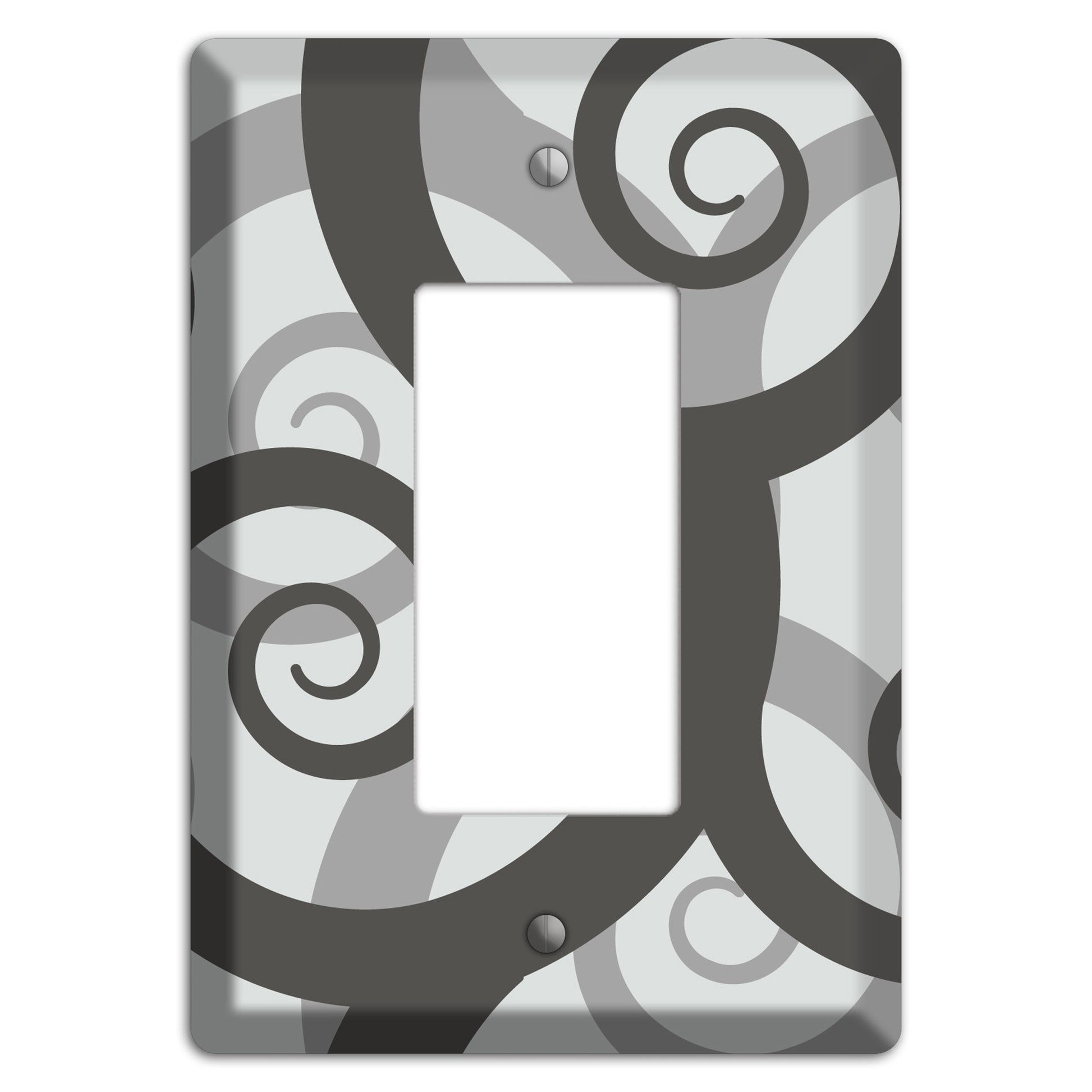 Grey with Black Large Swirl Rocker Wallplate